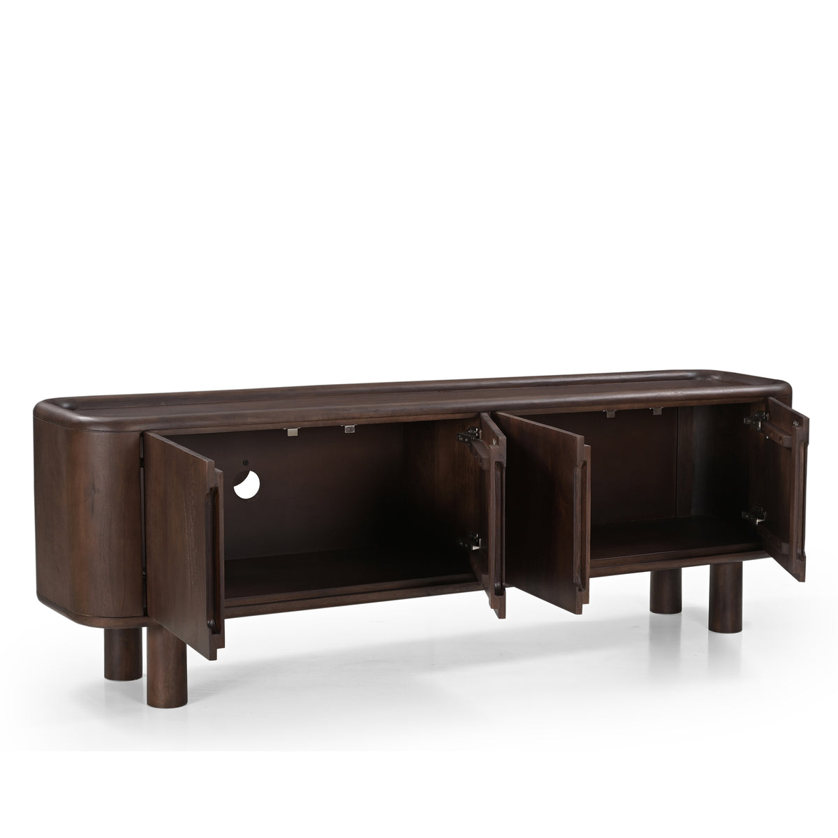 Tovi Solid Mango Wood Large TV Stand in Dark Brown (180cm)