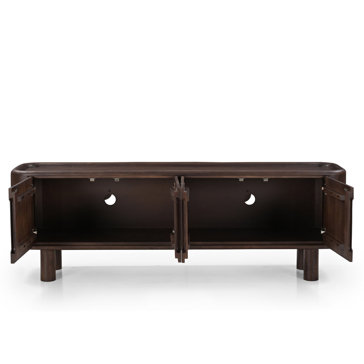 Tovi Solid Mango Wood Large TV Stand in Dark Brown (180cm)