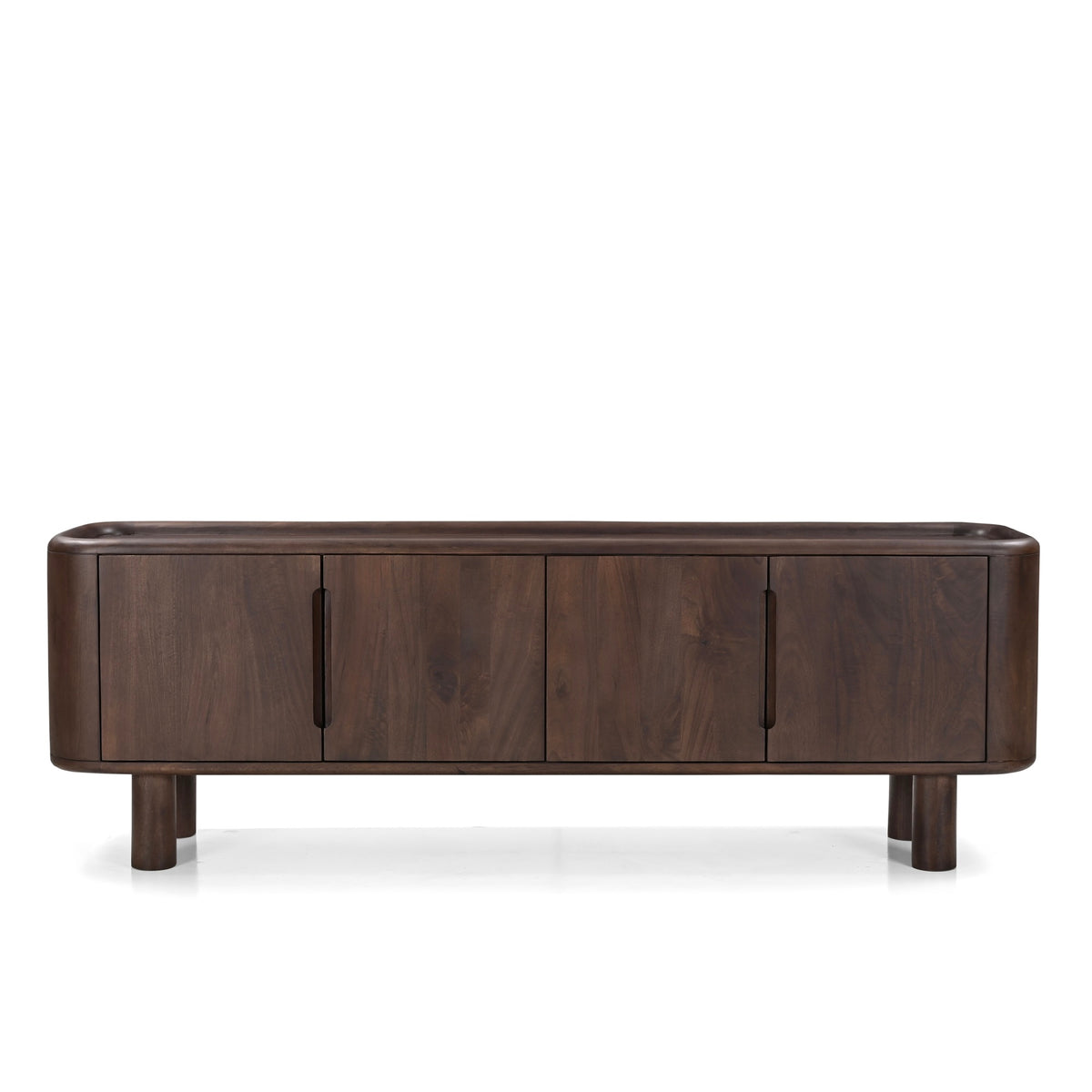 Tovi Solid Mango Wood Large TV Stand in Dark Brown (180cm)