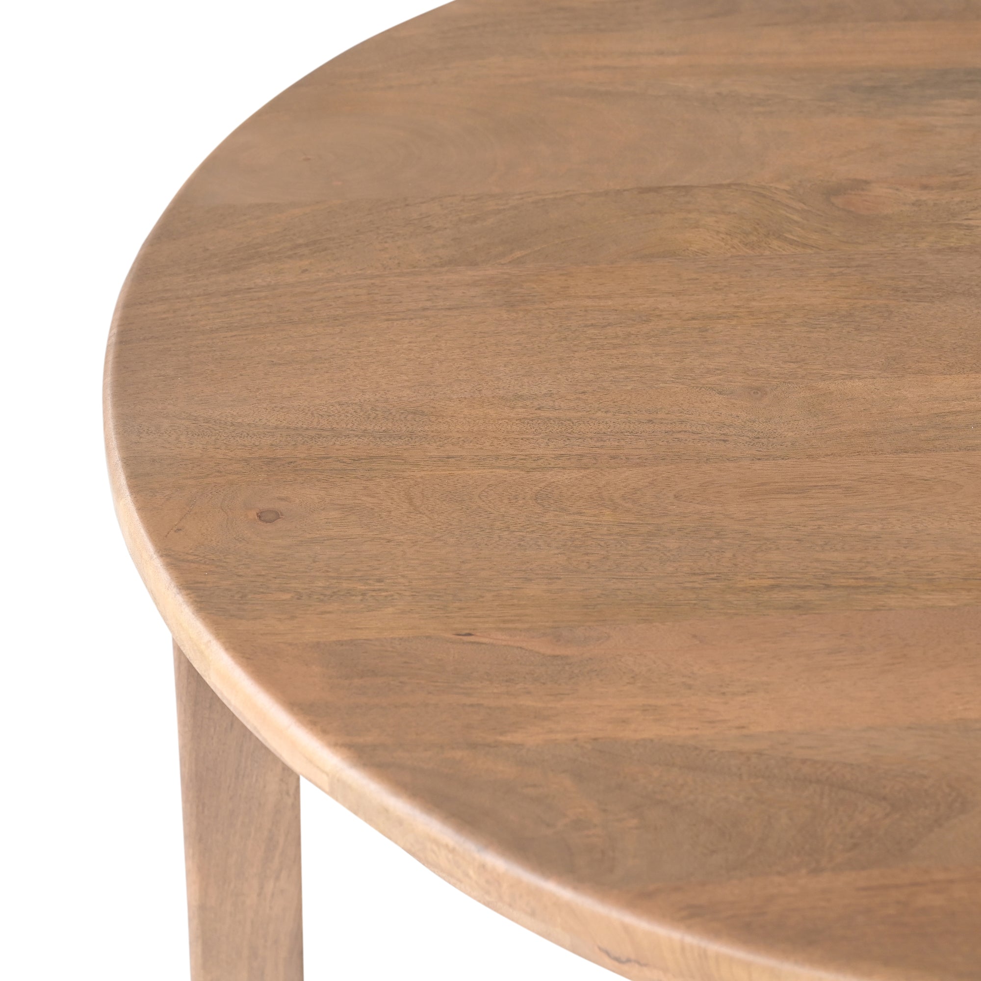 Aiko Round Solid Mango Wood Dining Table Light Brown (1.0m)