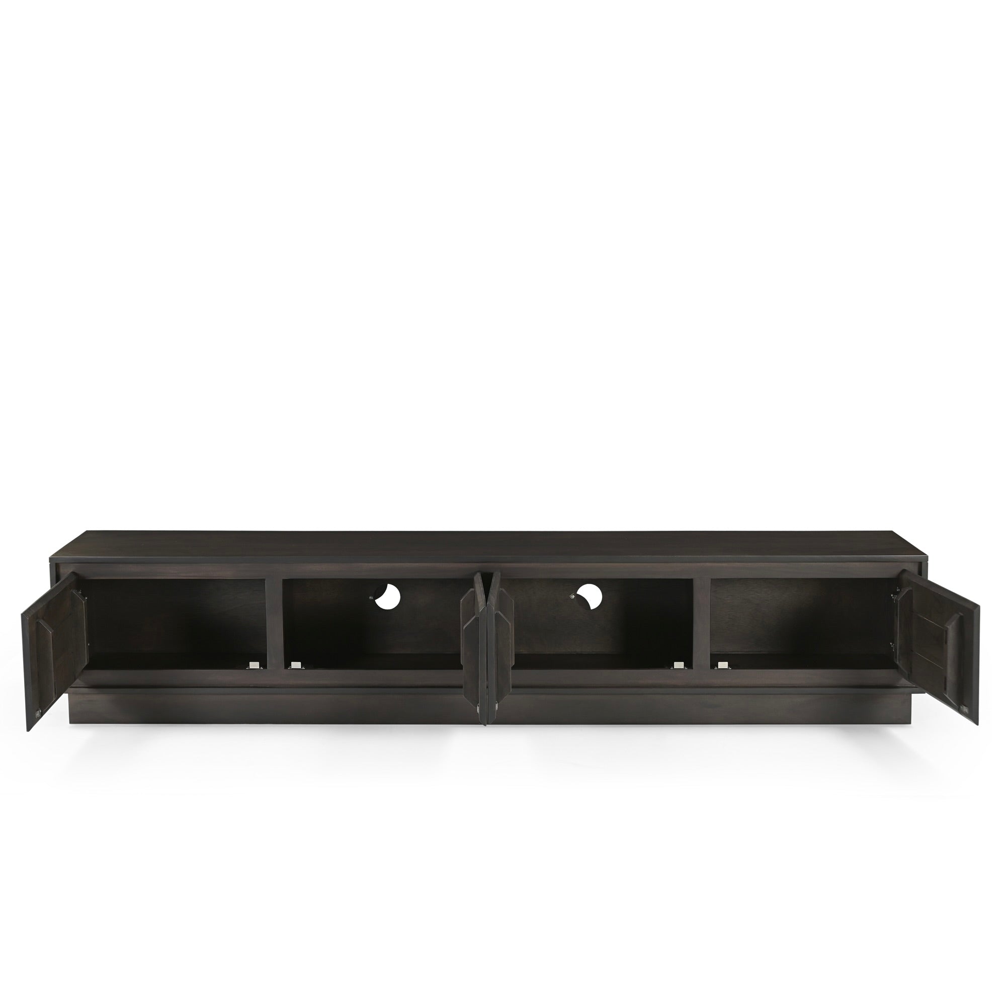 Kawa Solid Acacia Wood 4 Door TV Unit Dark Brown (200cm)