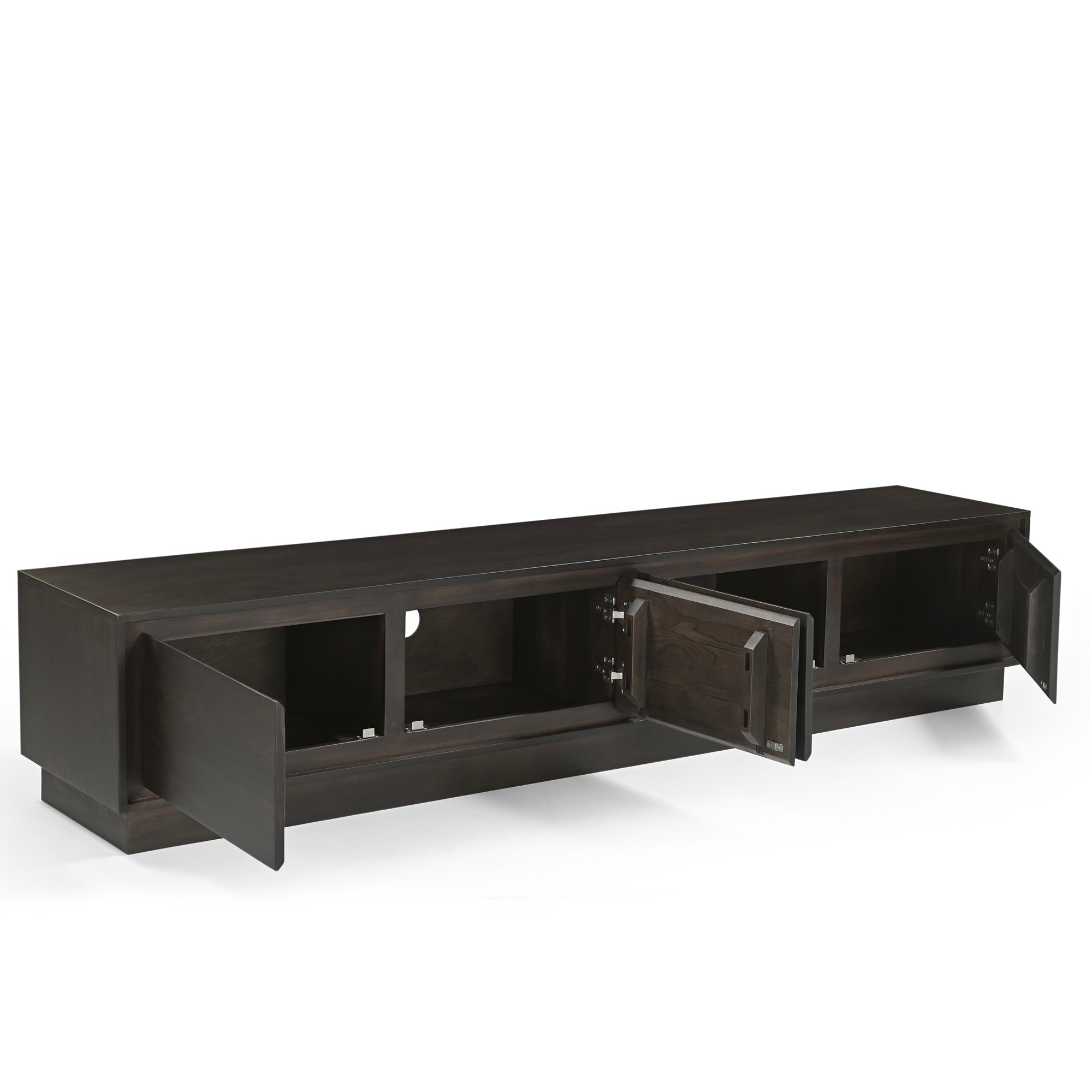 Kawa Solid Acacia Wood 4 Door TV Unit Dark Brown (200cm)