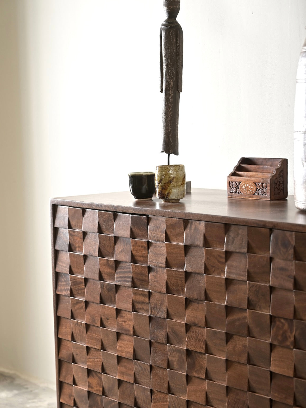 Mokko Solid Mango Wood Large Sideboard Dark Brown