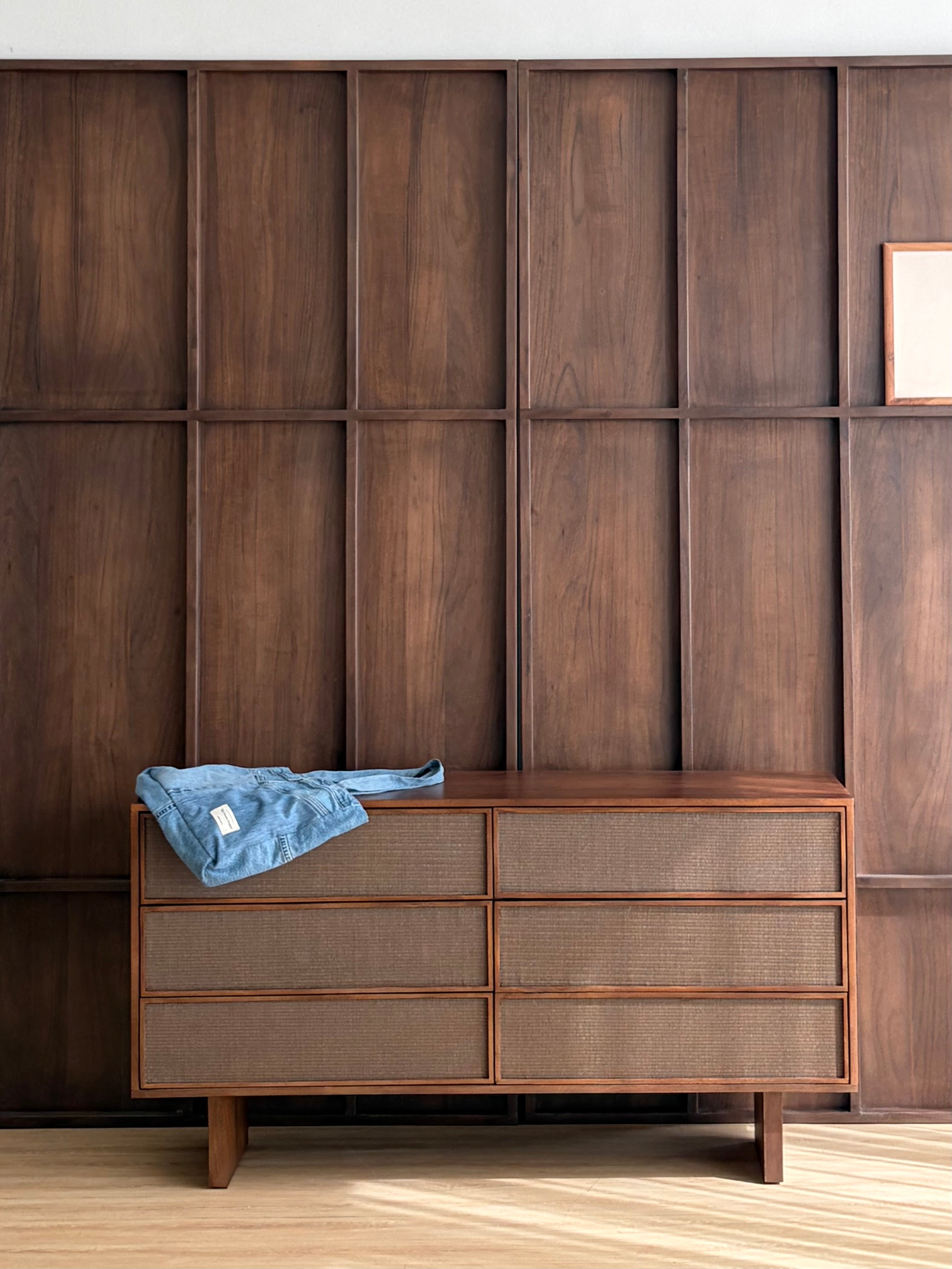 Kumiko Solid Mango Wood and Tatami Large Chest in Brown