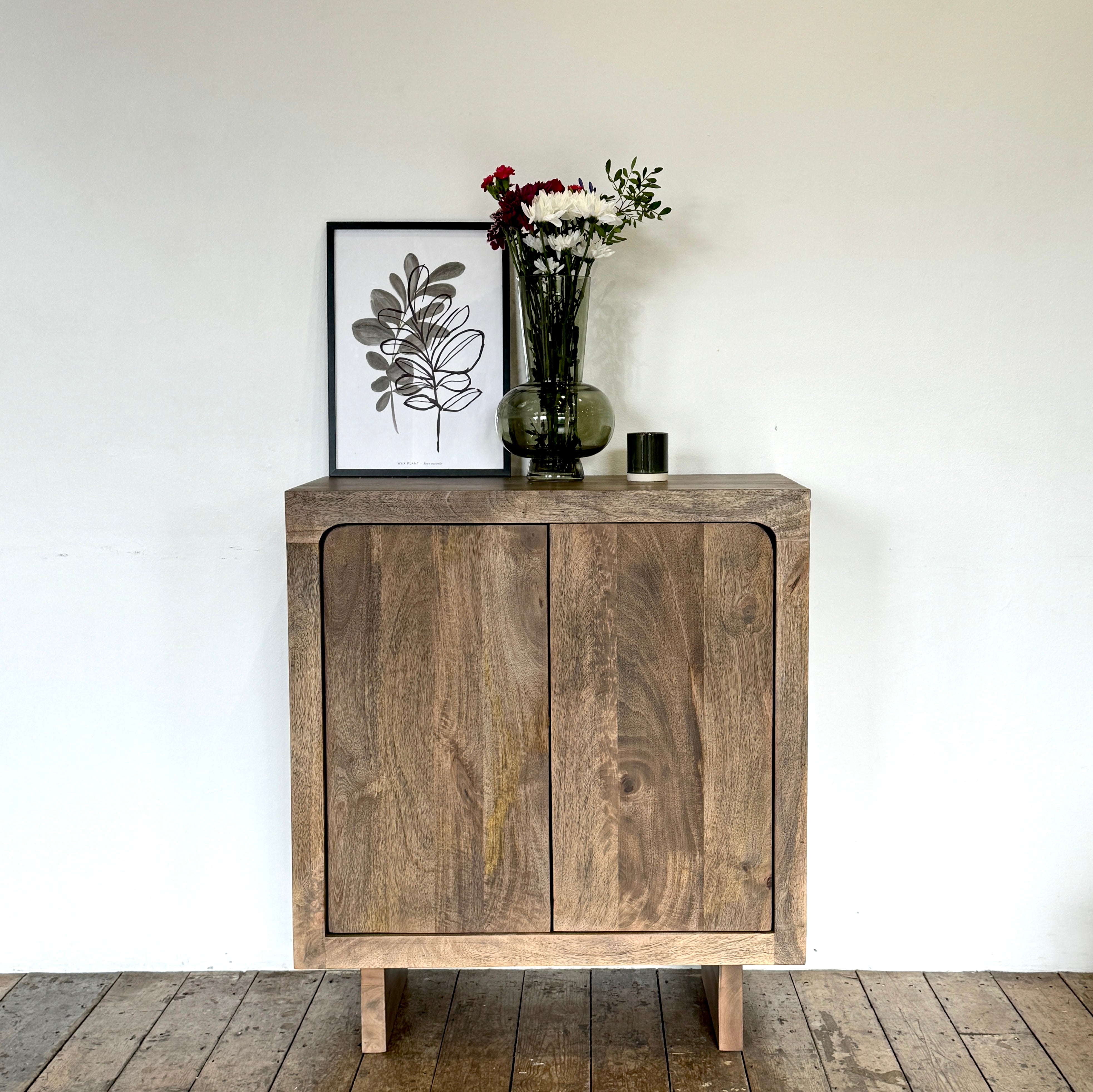 Livia Solid Mango Wood 2 Door Sideboard in Walnut