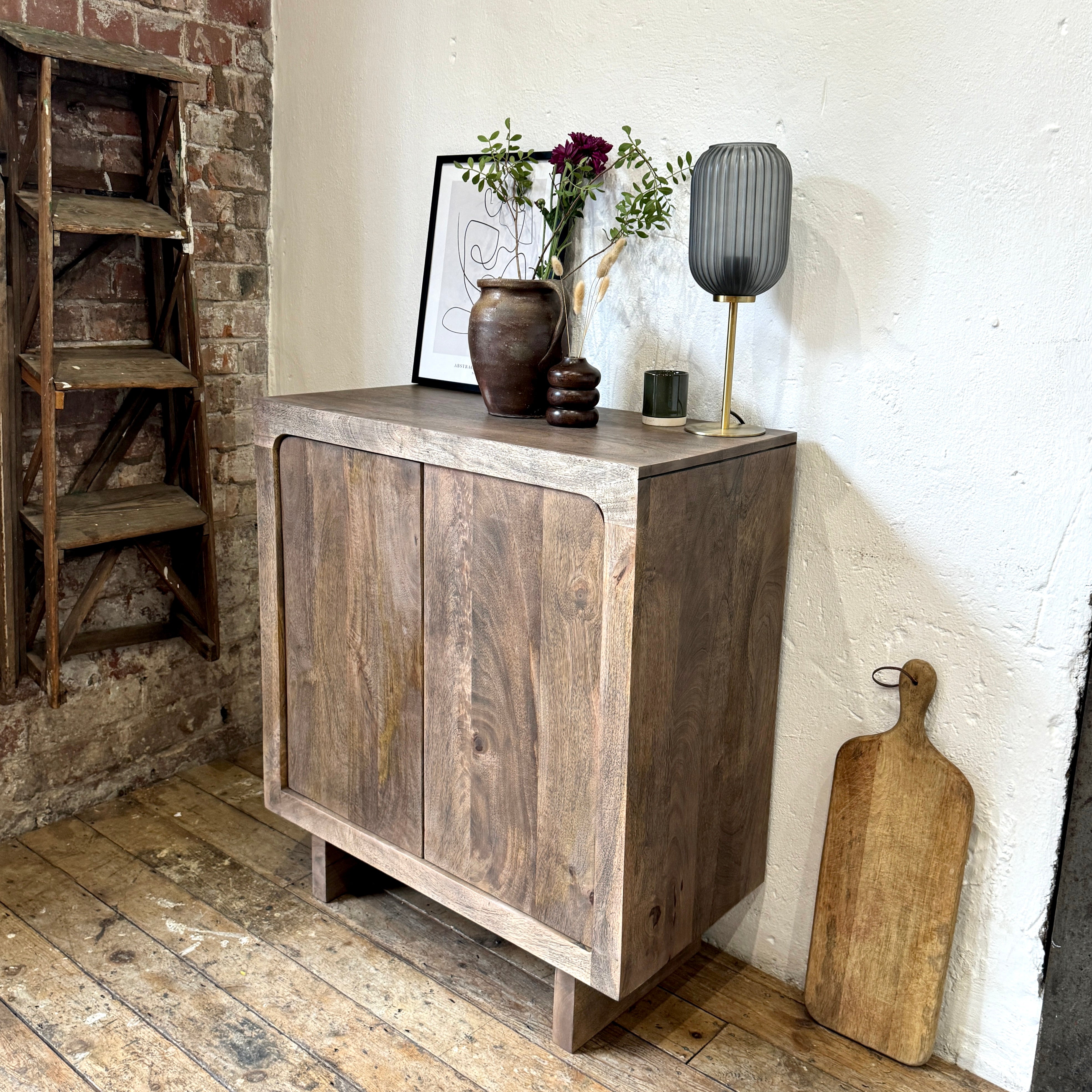 Livia Solid Mango Wood 2 Door Sideboard in Walnut