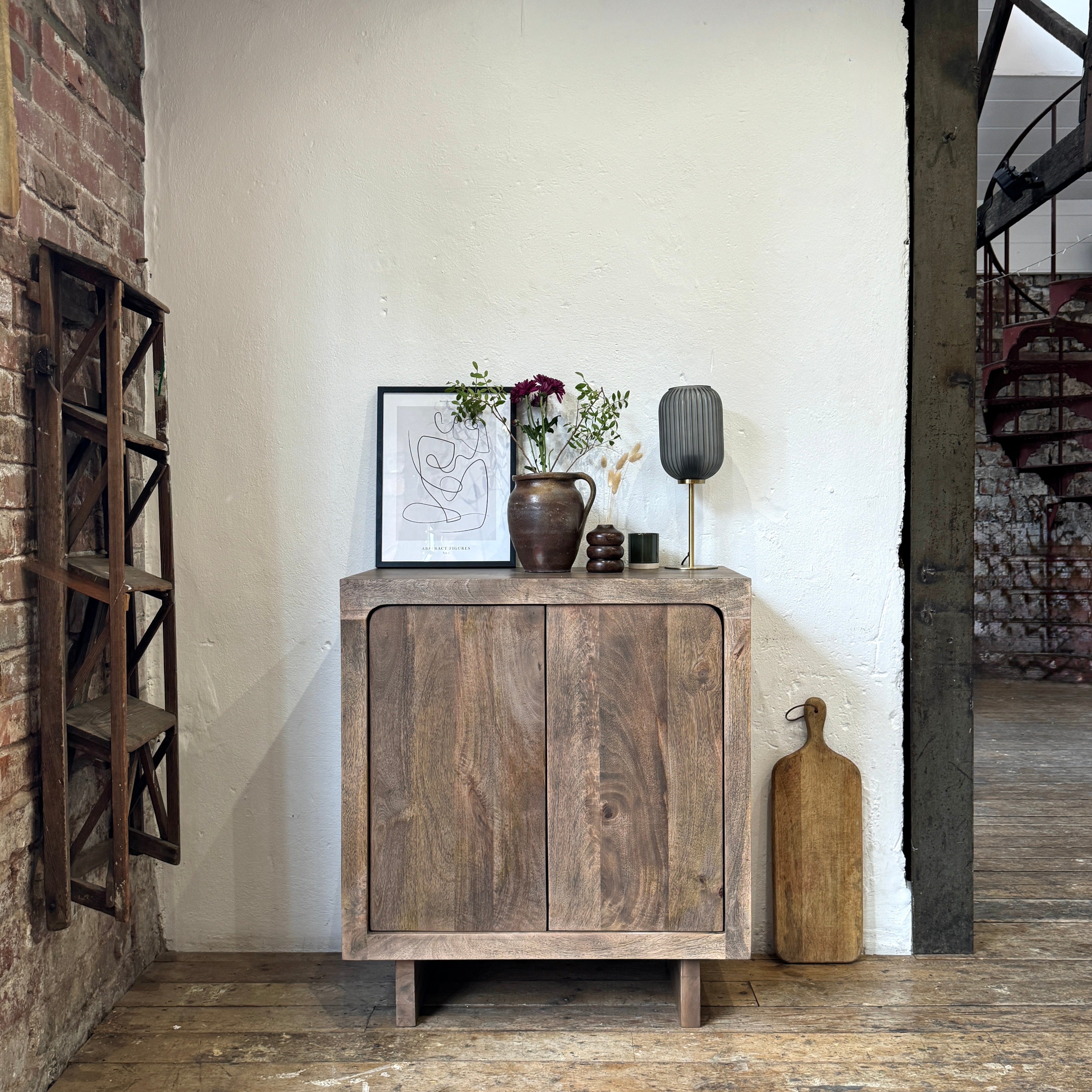 Livia Solid Mango Wood 2 Door Sideboard in Walnut