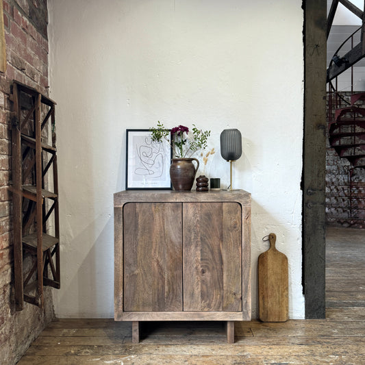Livia Solid Mango Wood 2 Door Sideboard in Walnut