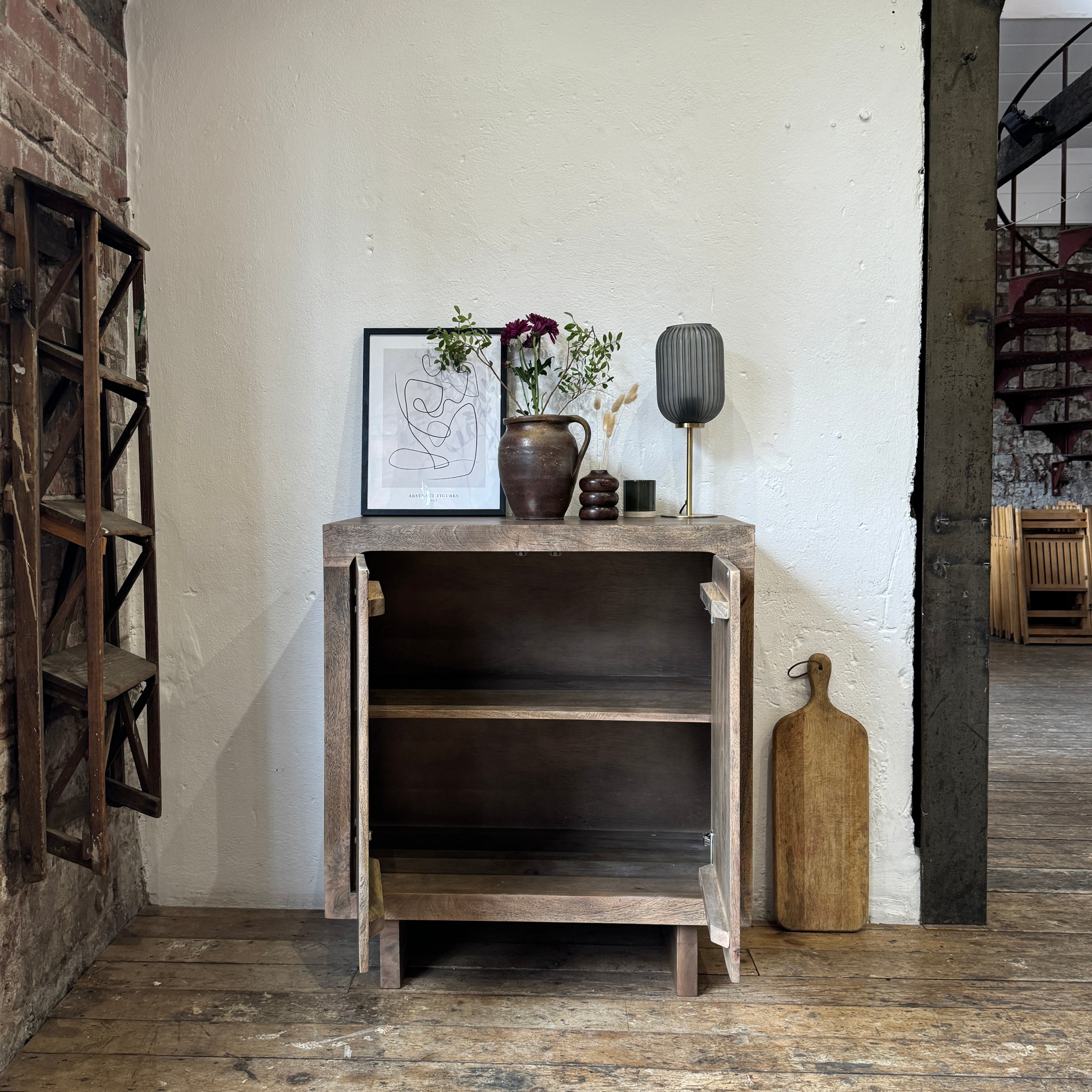 Livia Solid Mango Wood 2 Door Sideboard in Walnut