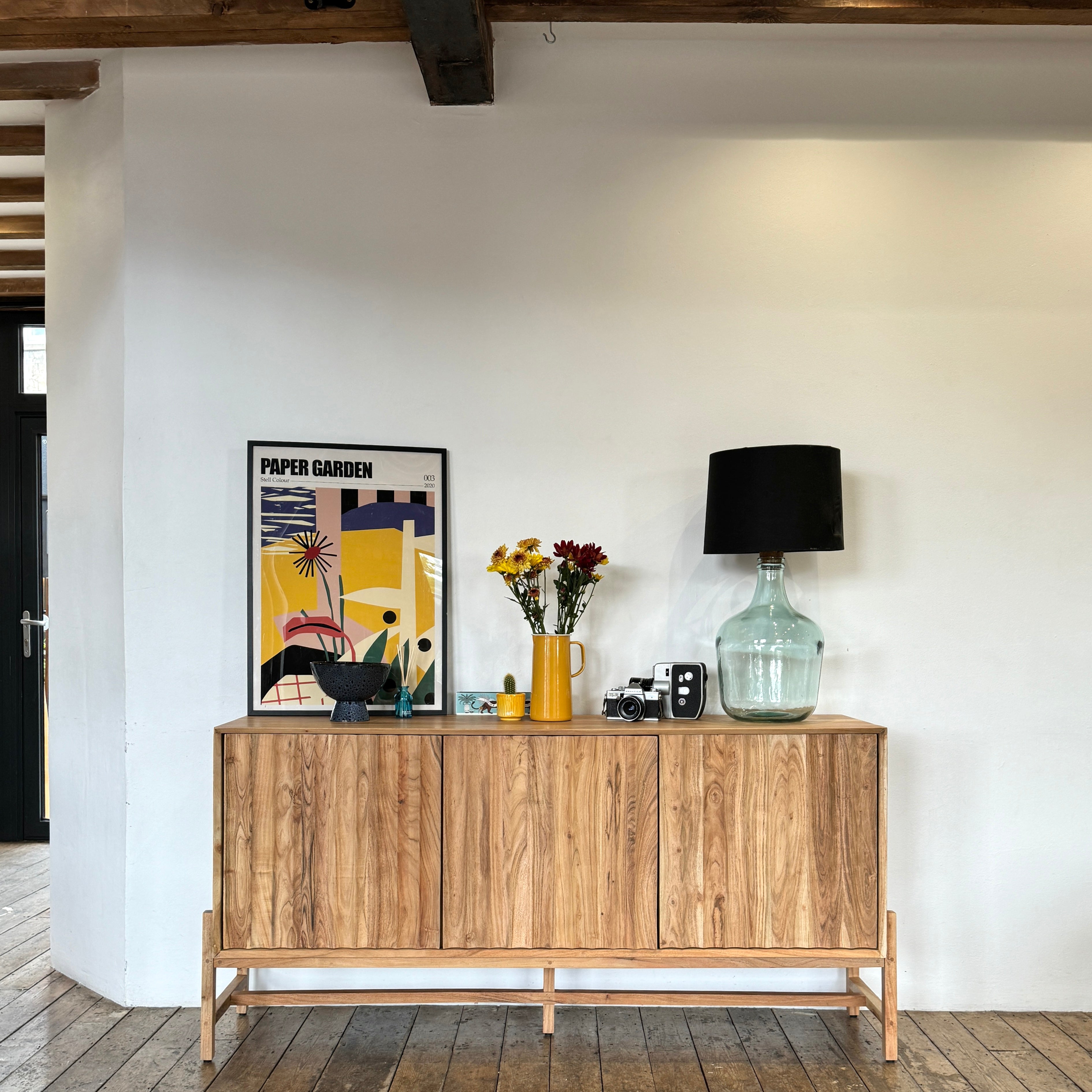 Oskar Solid Acacia Wood Large 3 Door Sideboard (160cm)