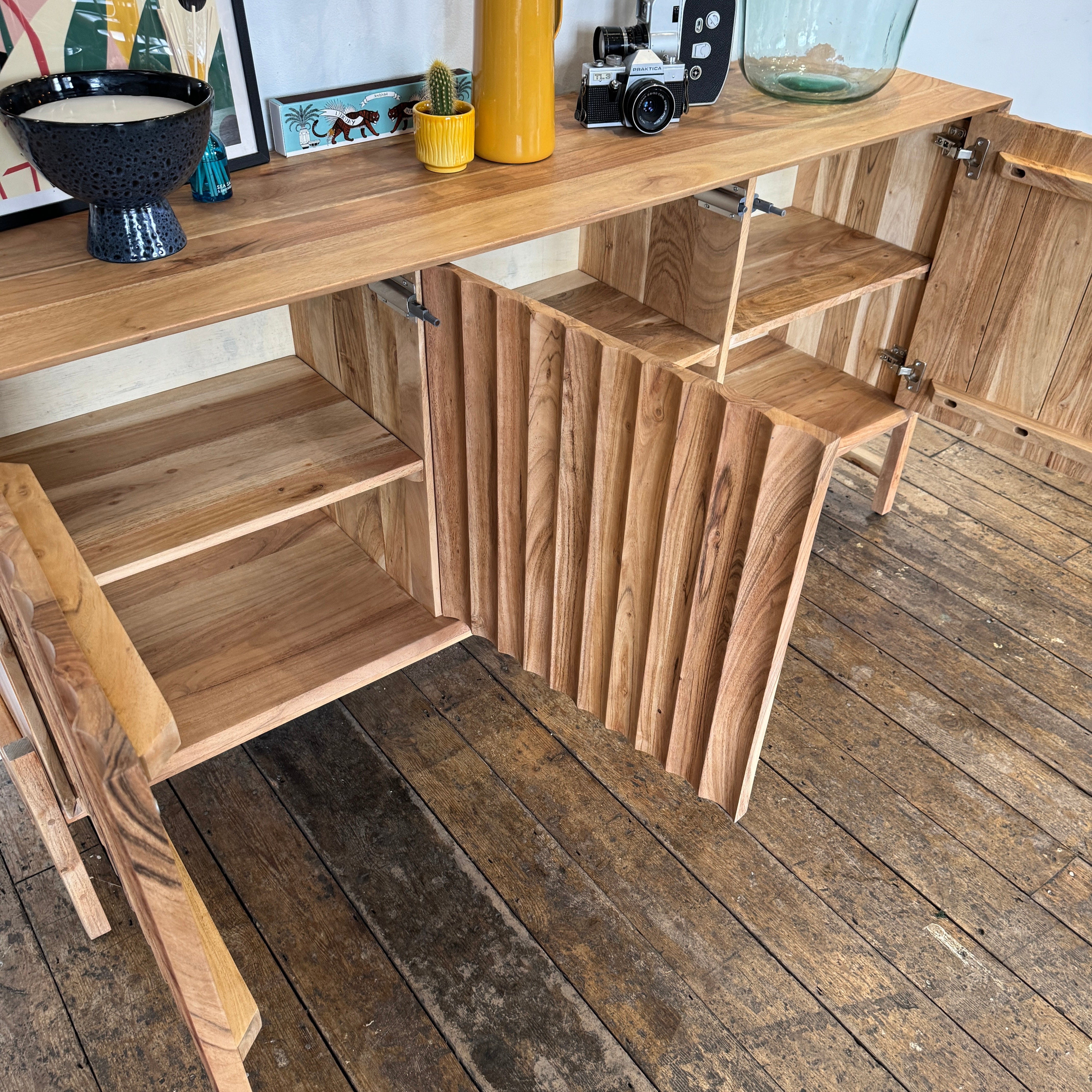 Oskar Solid Acacia Wood Large 3 Door Sideboard – COKU Limited