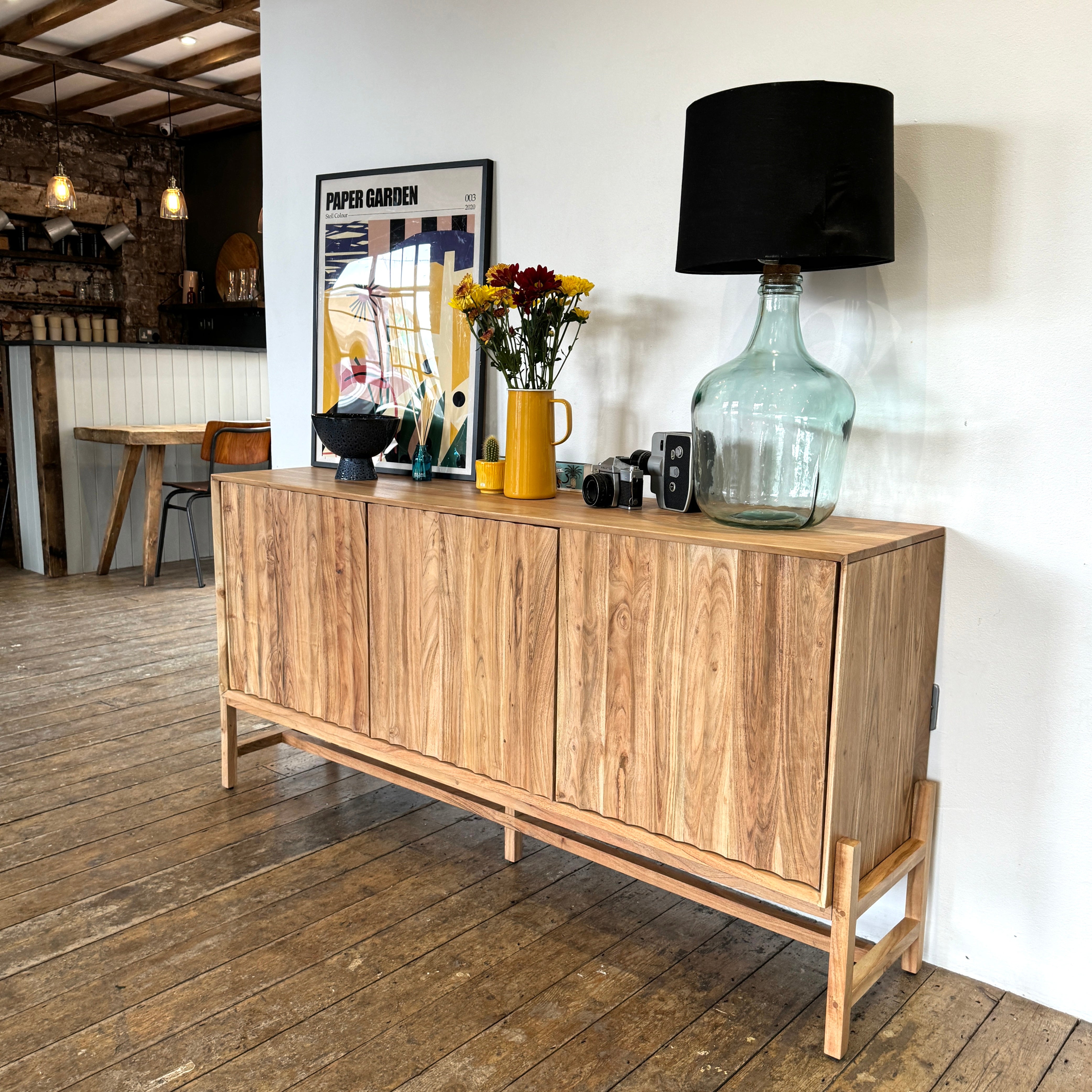Oskar Solid Acacia Wood Large 3 Door Sideboard (160cm)