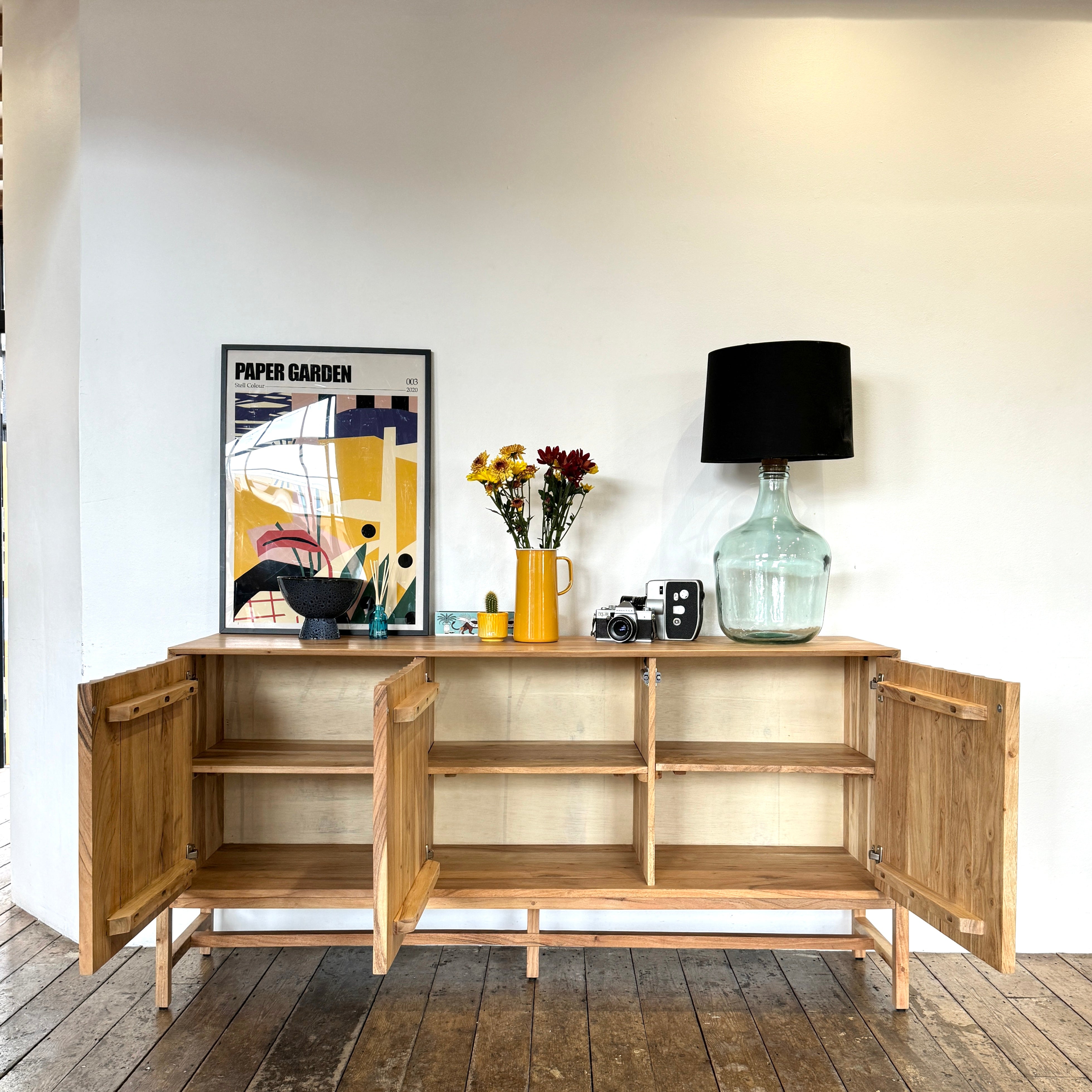 Oskar Solid Acacia Wood Large 3 Door Sideboard (160cm)