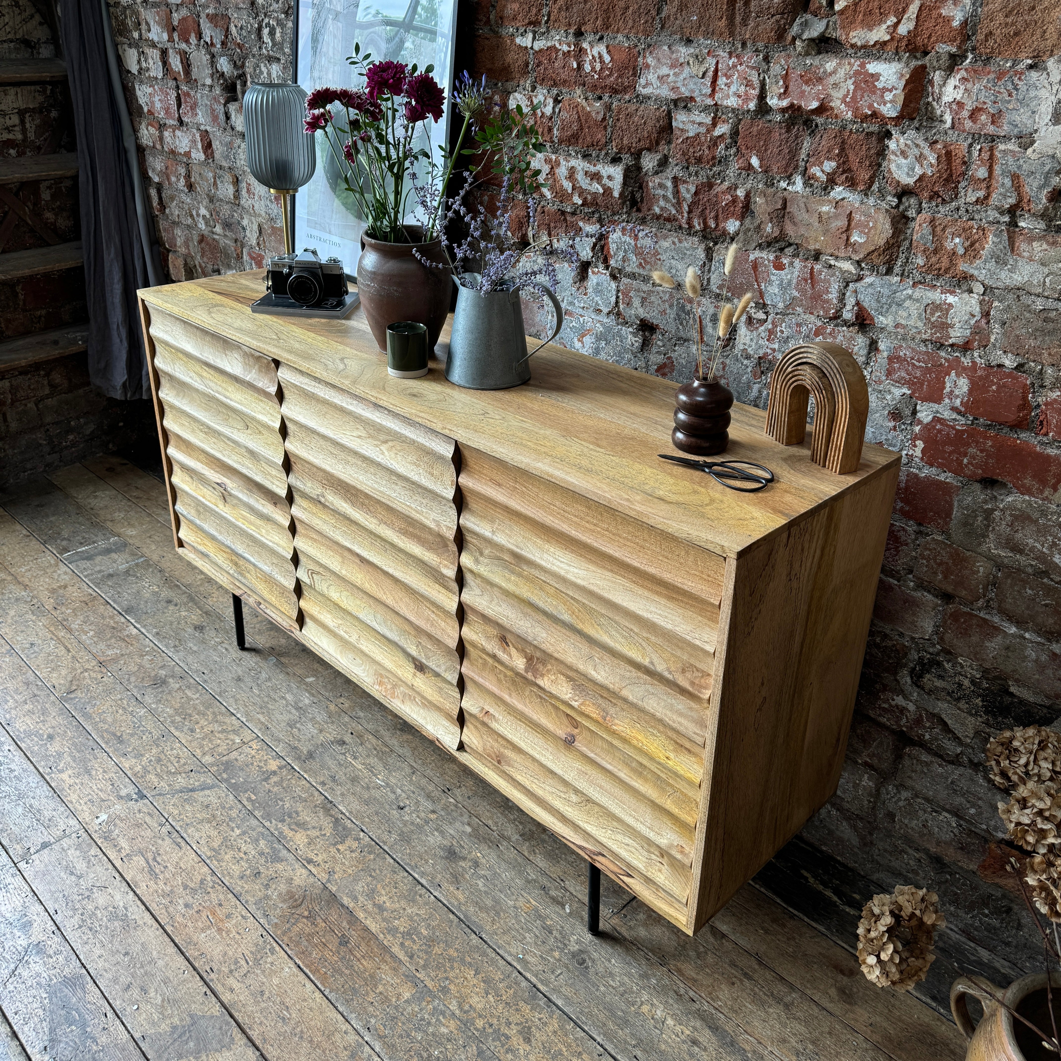 Daria Solid Mango Wood Large 3 Door Sideboard