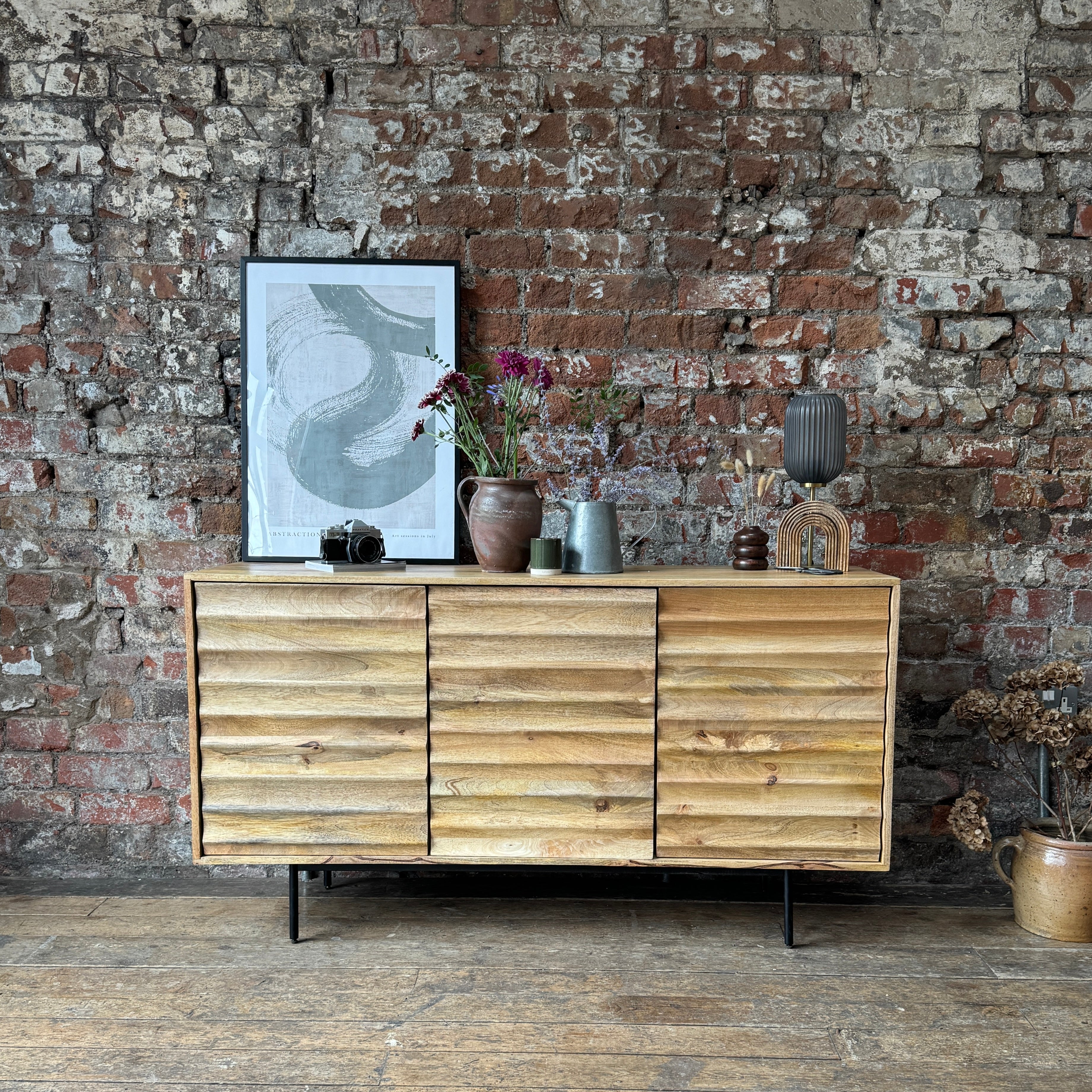 Daria Solid Mango Wood Large 3 Door Sideboard