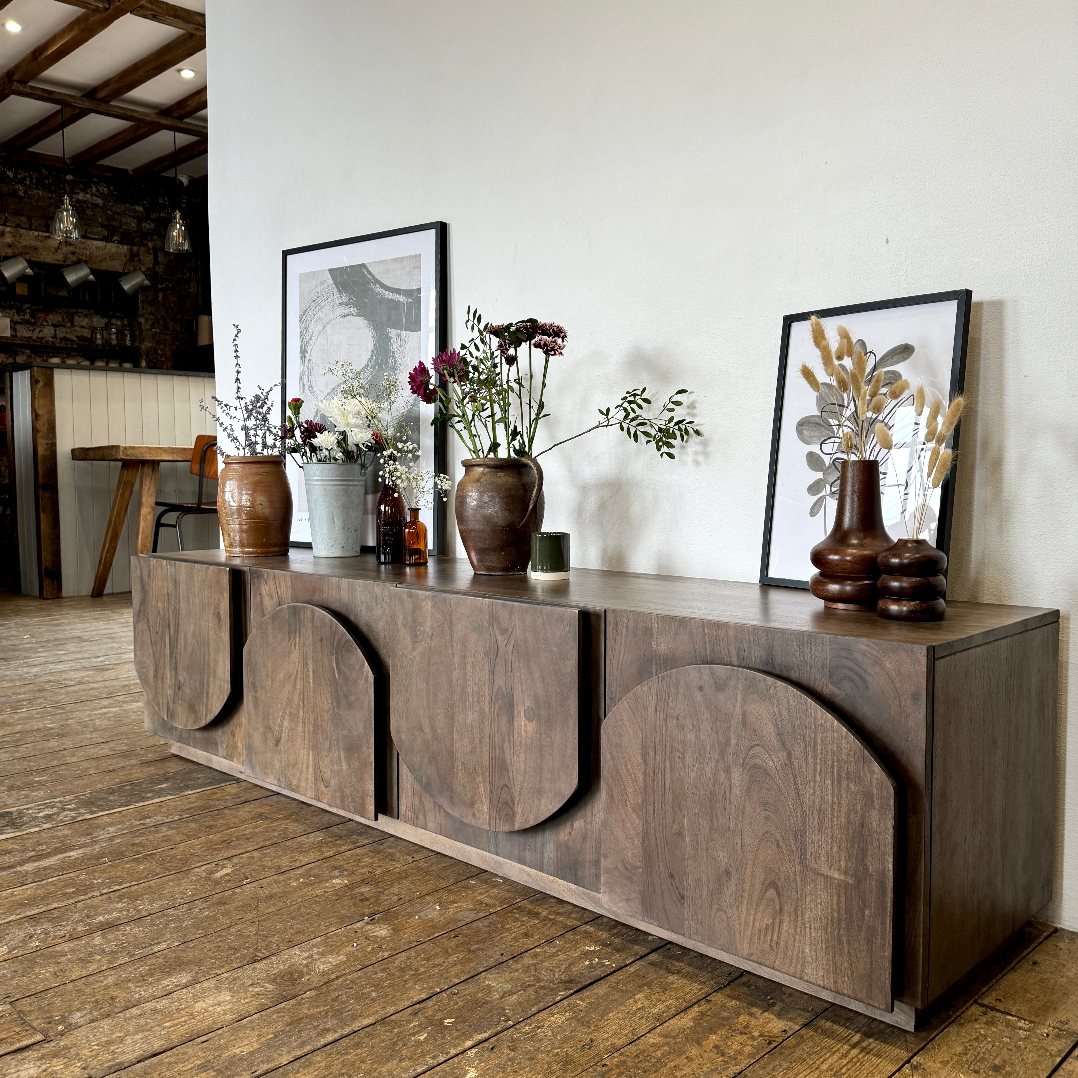 Archer Solid Acacia Wood TV Stand Walnut