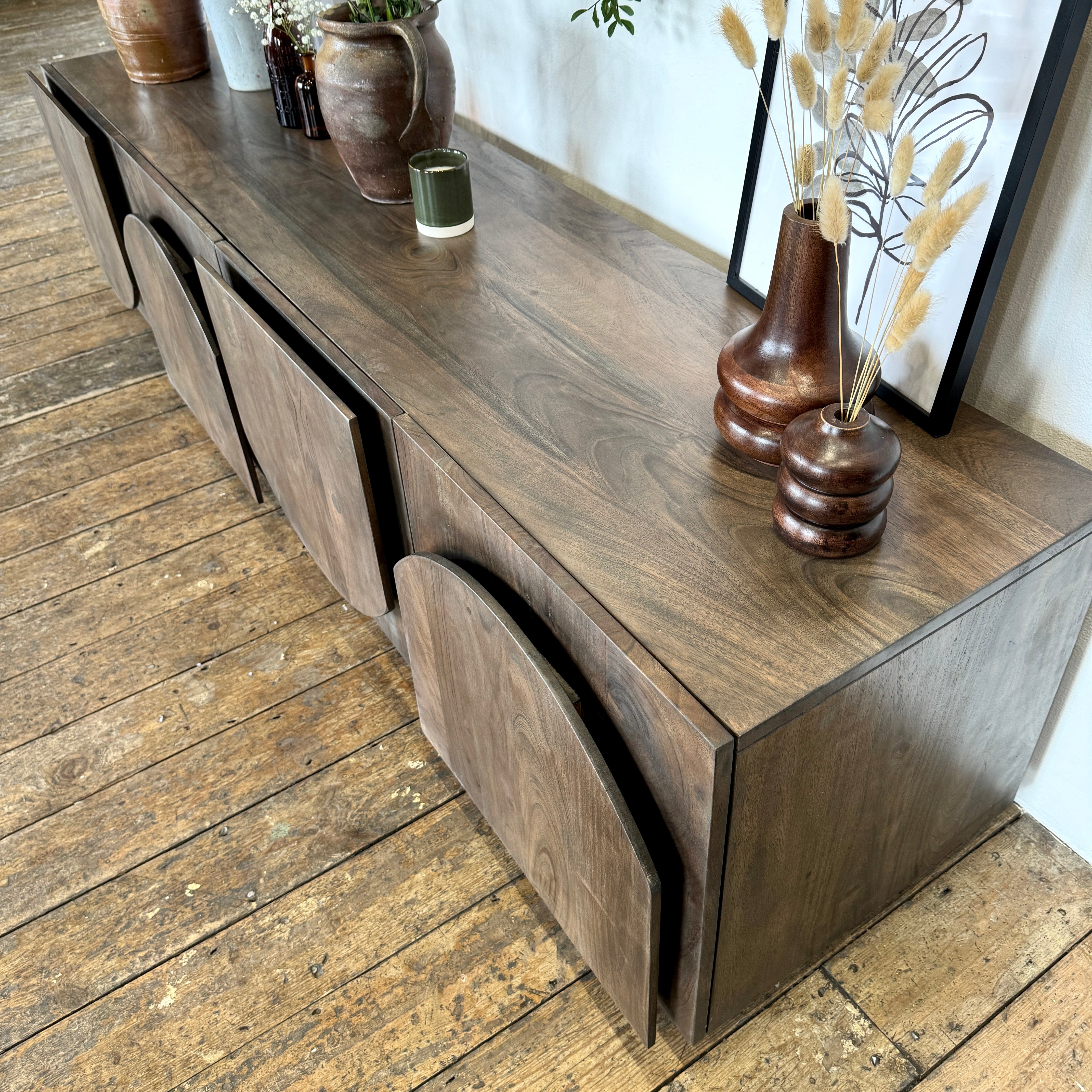 Archer Solid Acacia Wood TV Stand Walnut