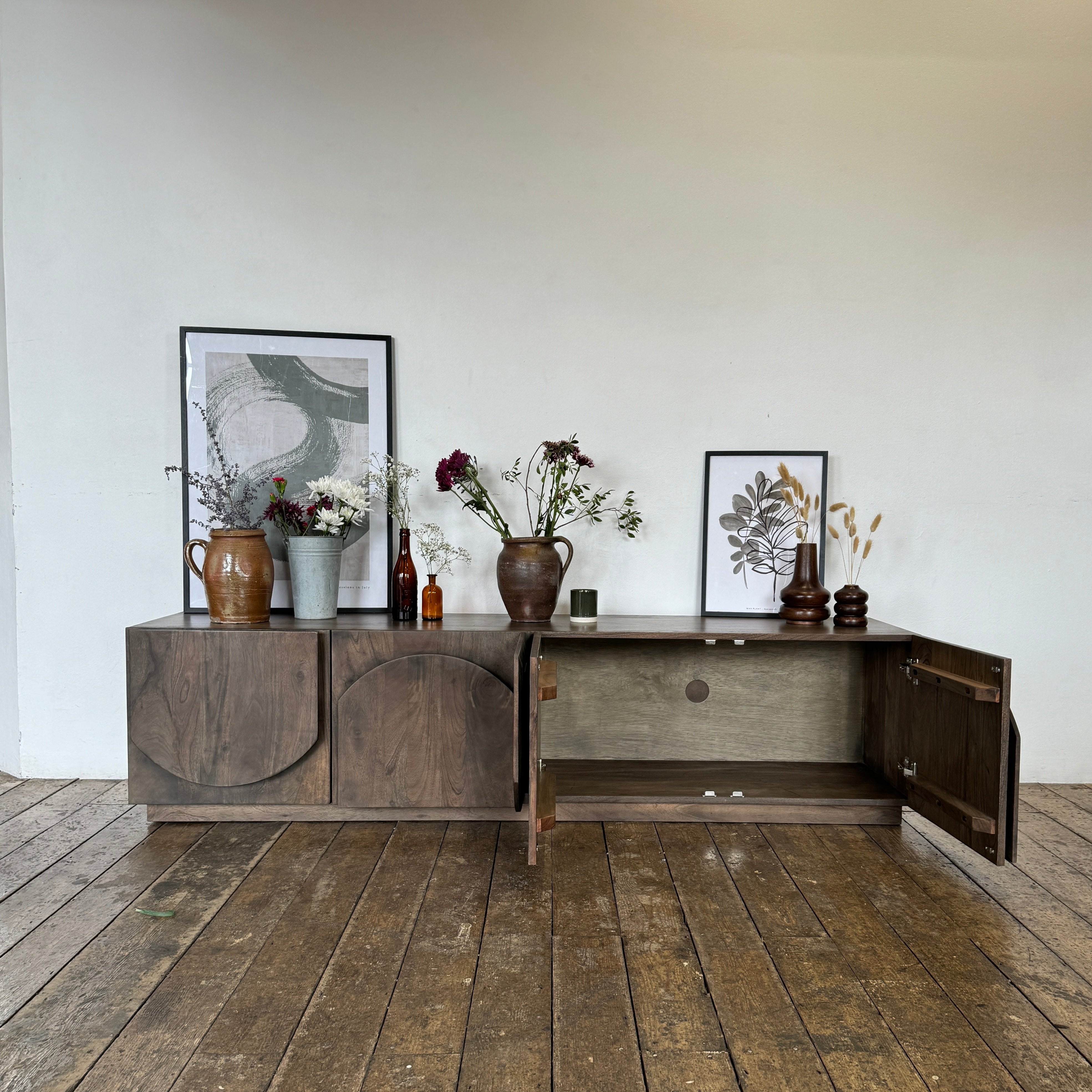 Archer Solid Acacia Wood TV Stand Walnut