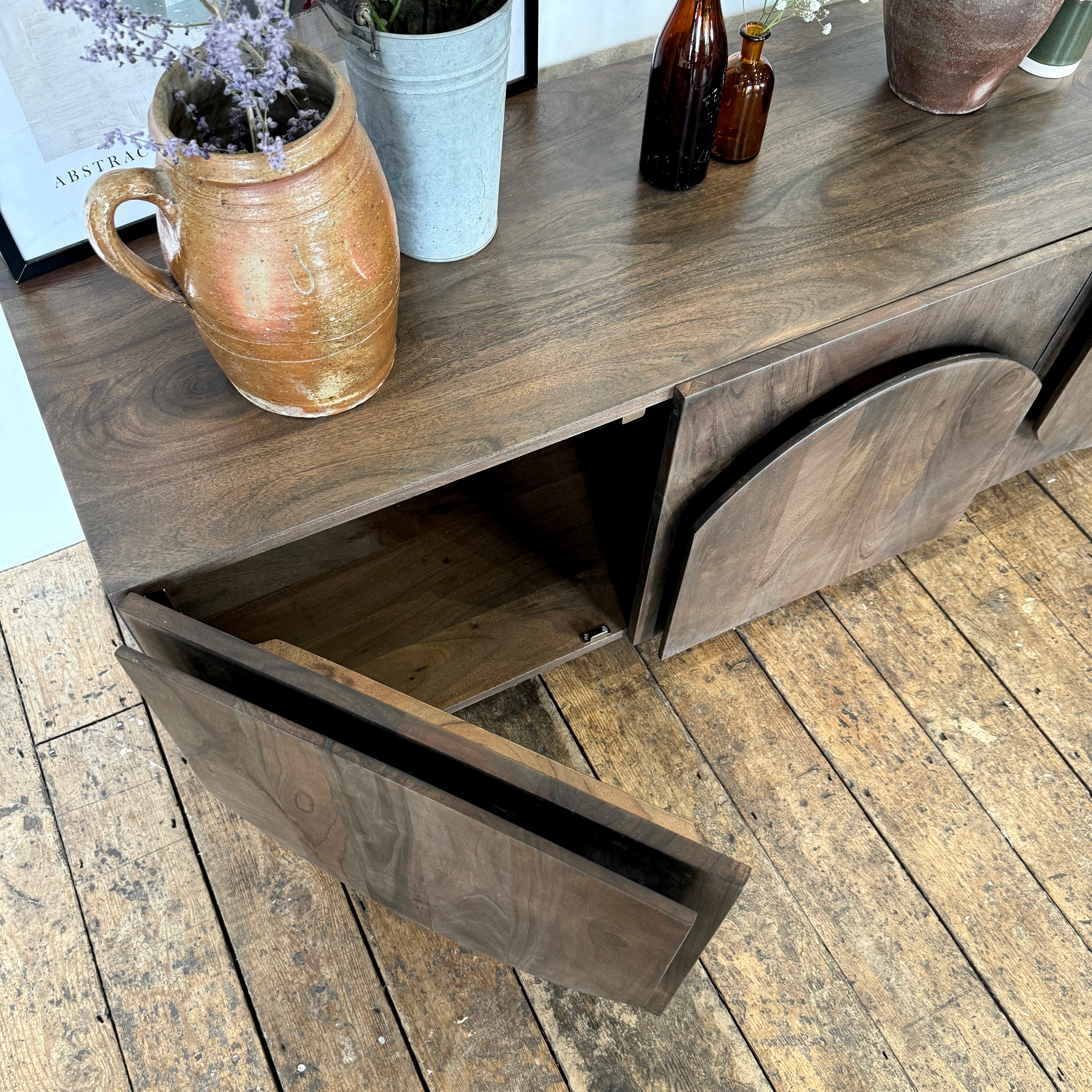 Archer Solid Acacia Wood TV Stand Walnut