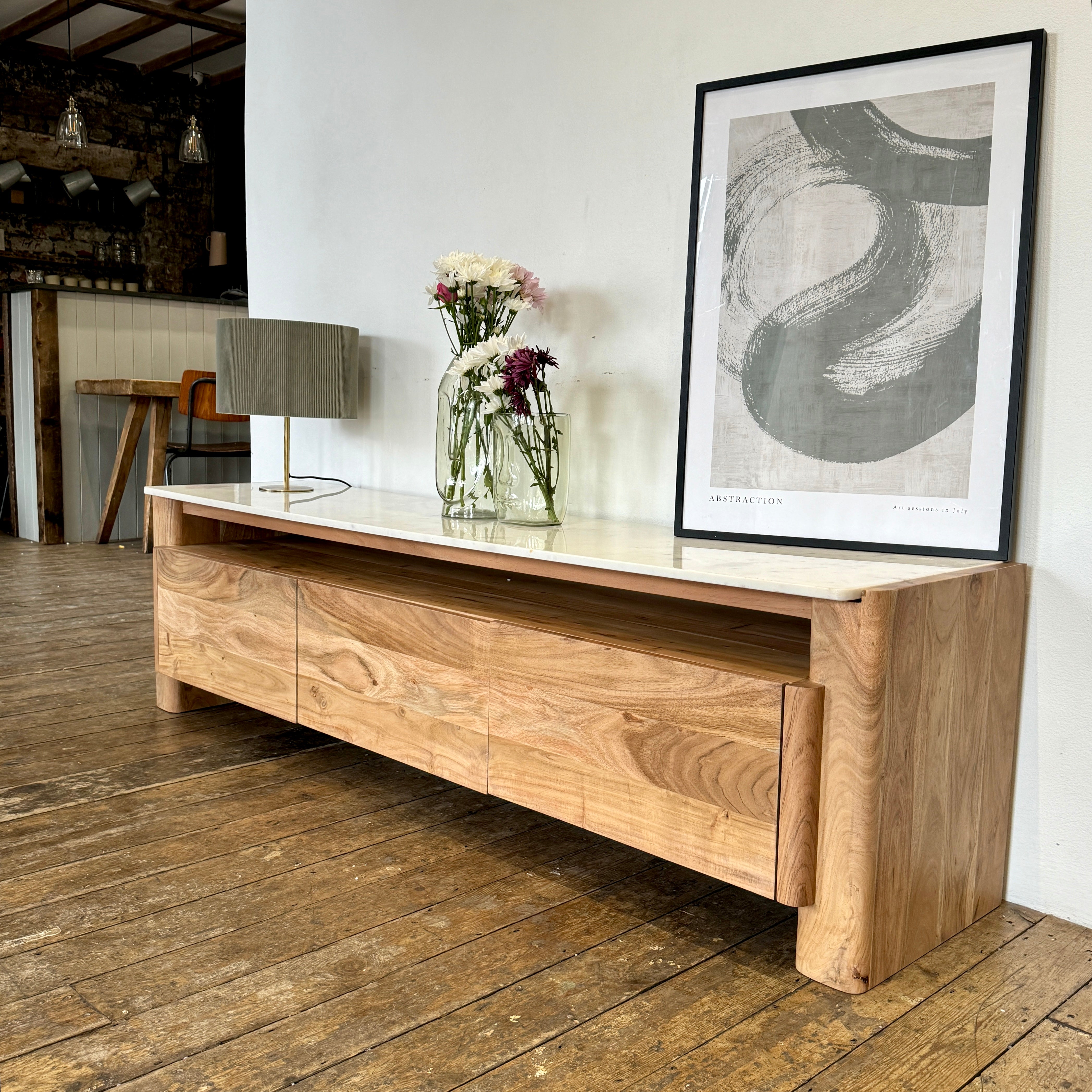 Bali Solid Acacia Wood & Marble Large TV Unit