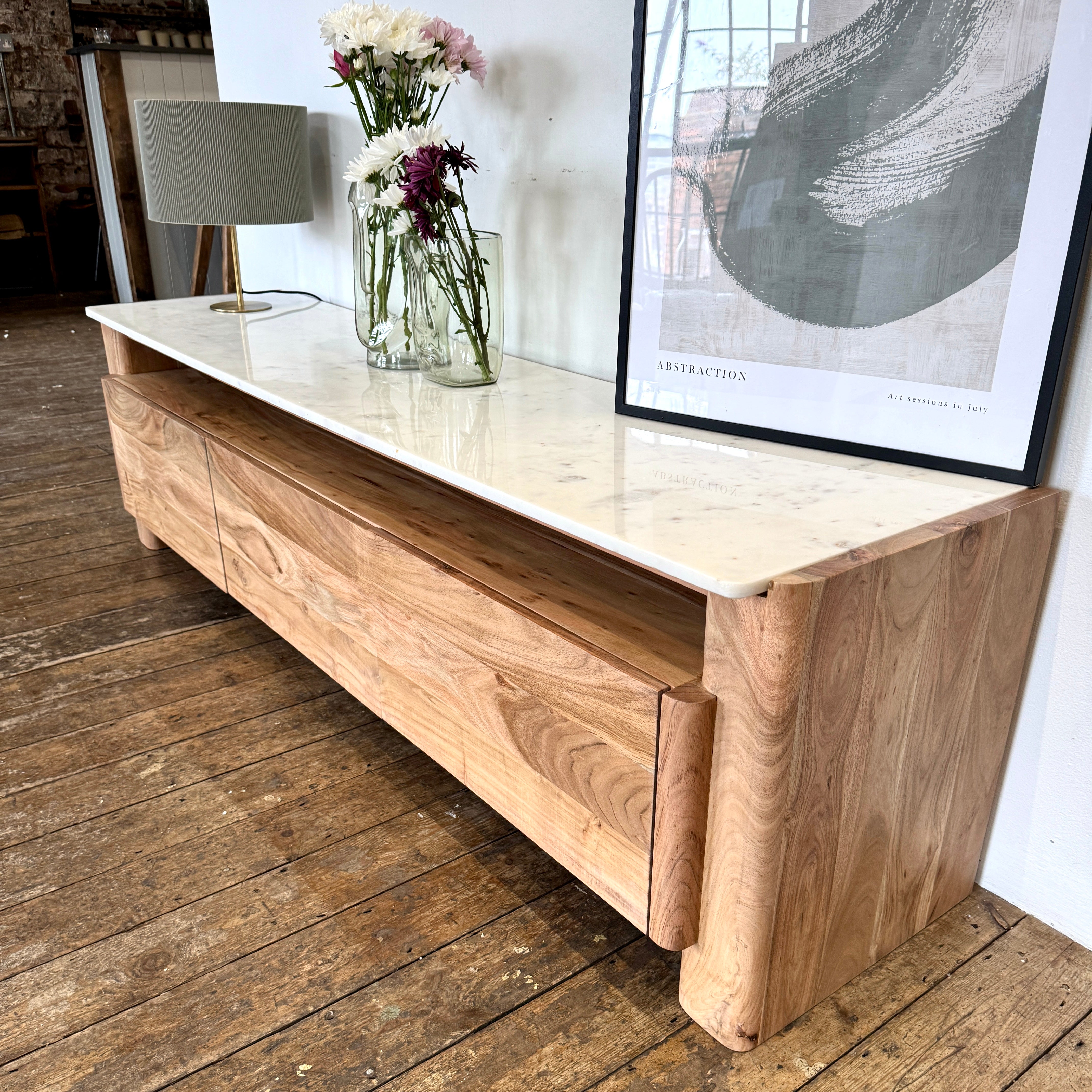 Bali Solid Acacia Wood & Marble Large TV Unit