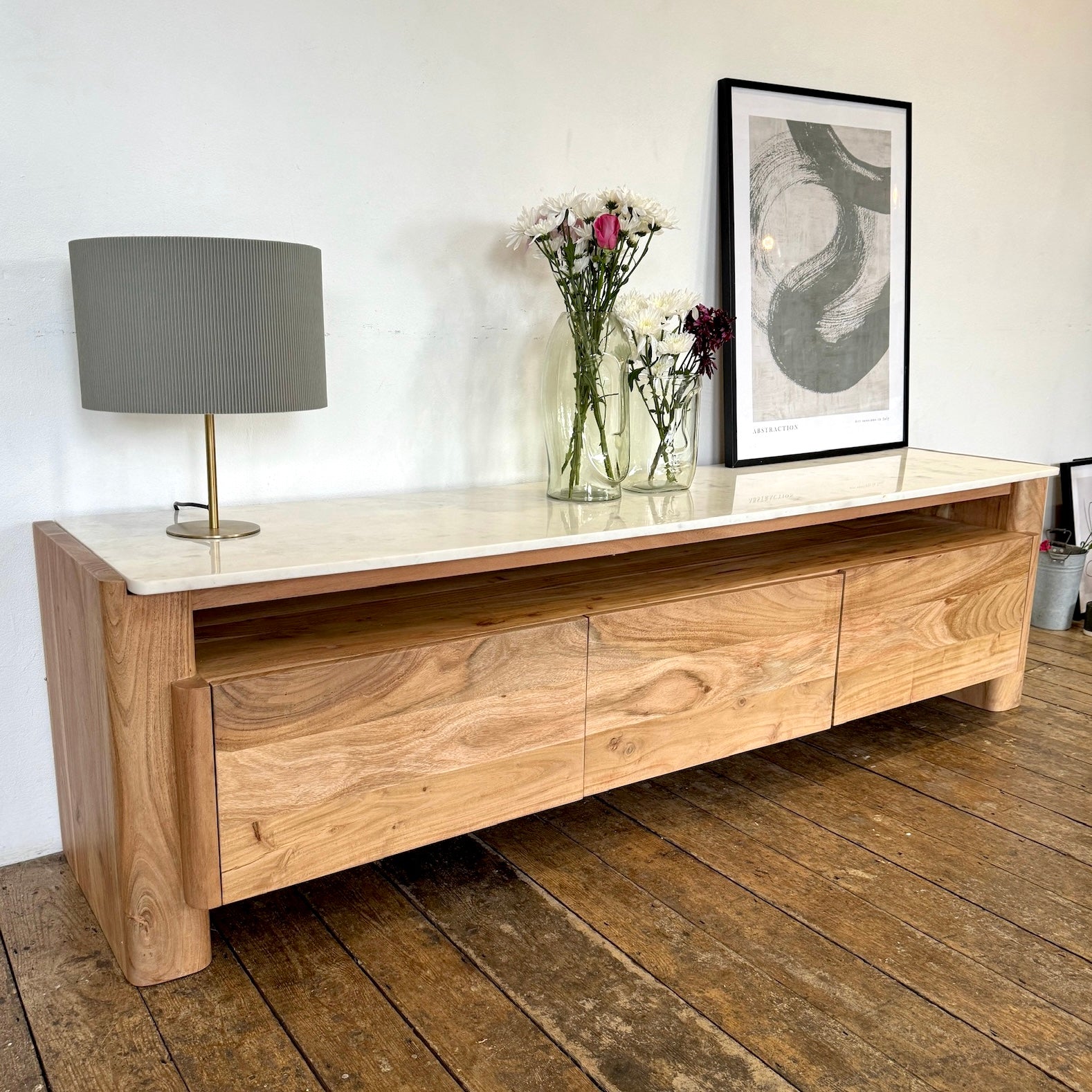 Bali Solid Acacia Wood & Marble Large TV Unit