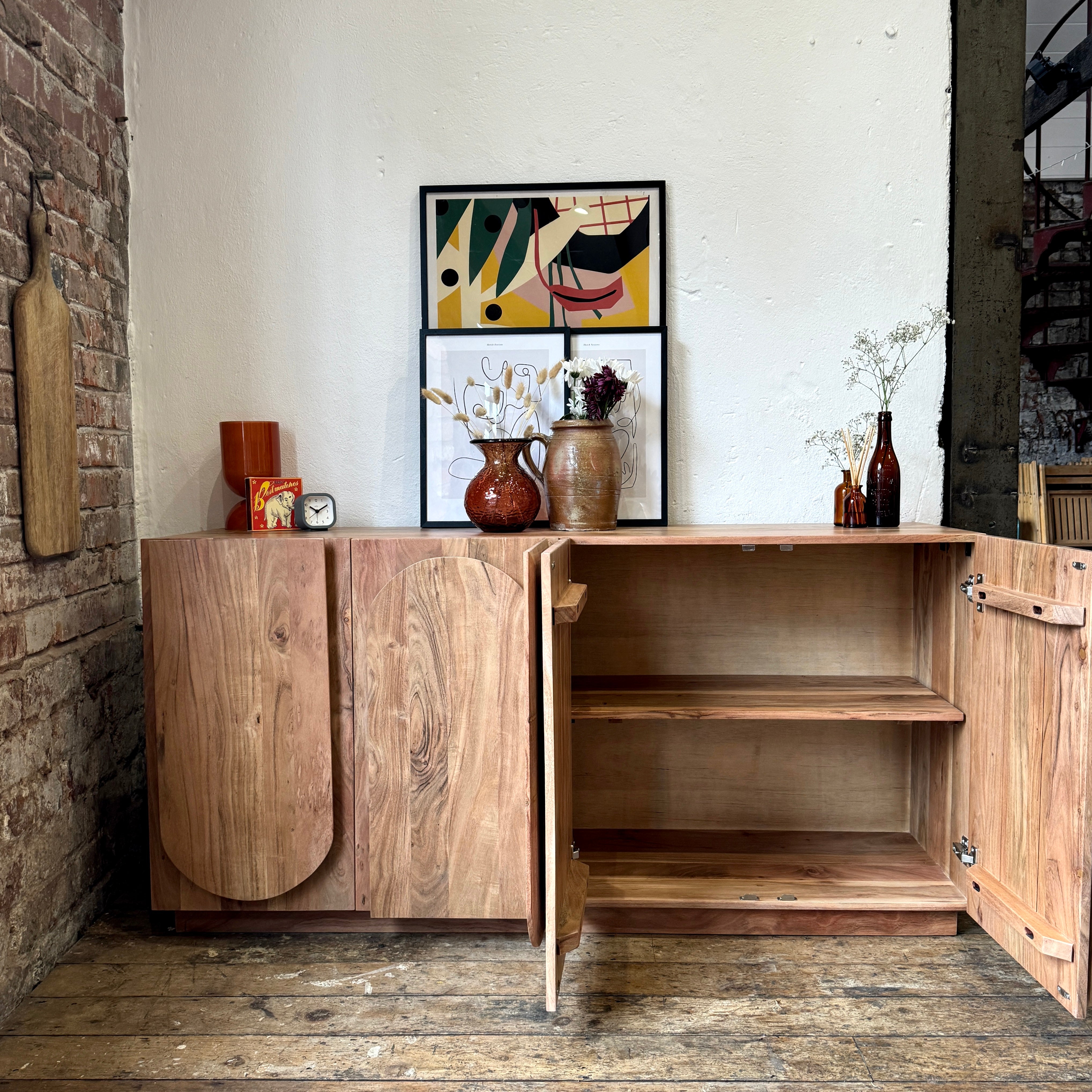 Archer Solid Acacia Wood Large 4 Door Sideboard