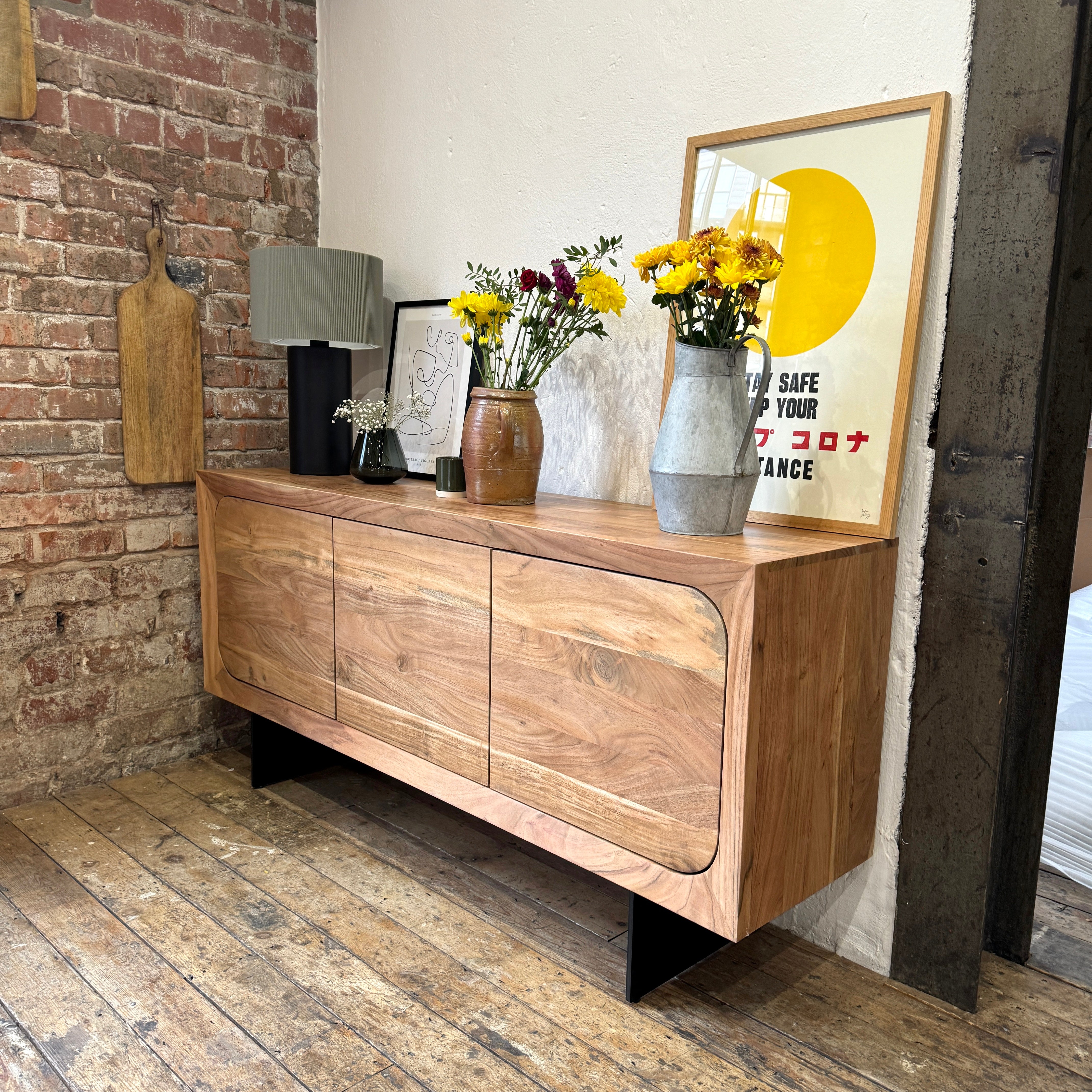 Primo Solid Acacia Wood 3 Door Sideboard