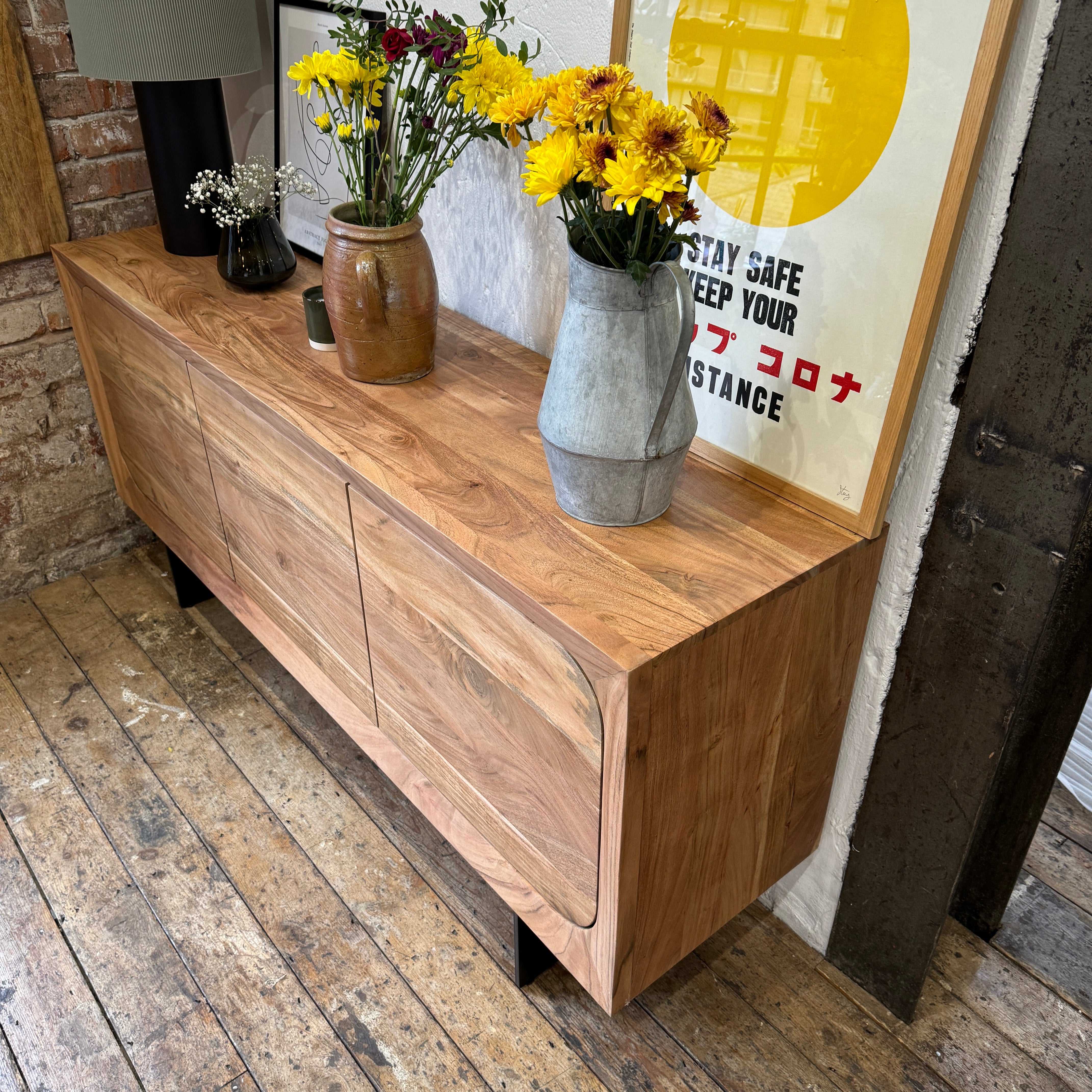 Primo Solid Acacia Wood 3 Door Sideboard
