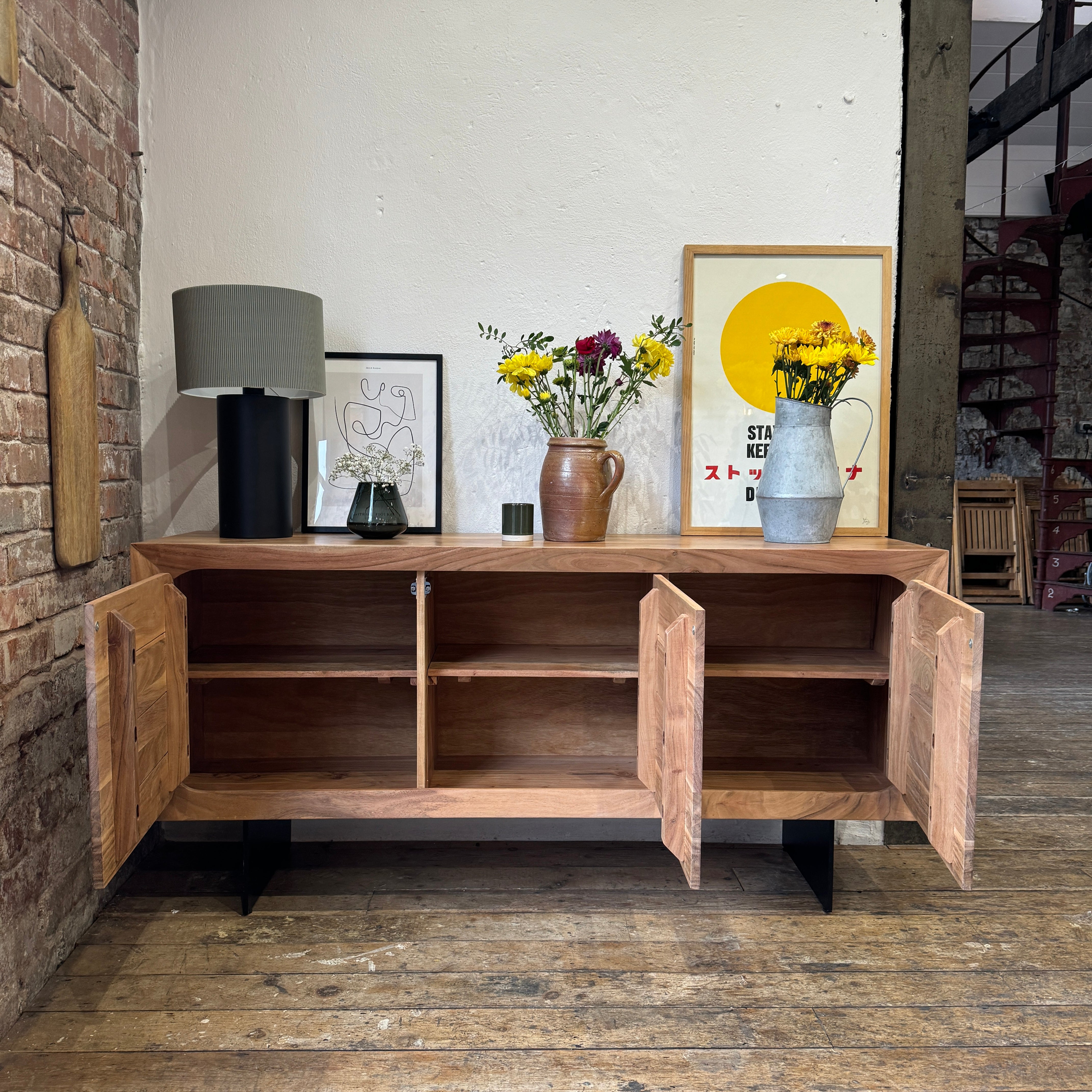 Primo Solid Acacia Wood 3 Door Sideboard