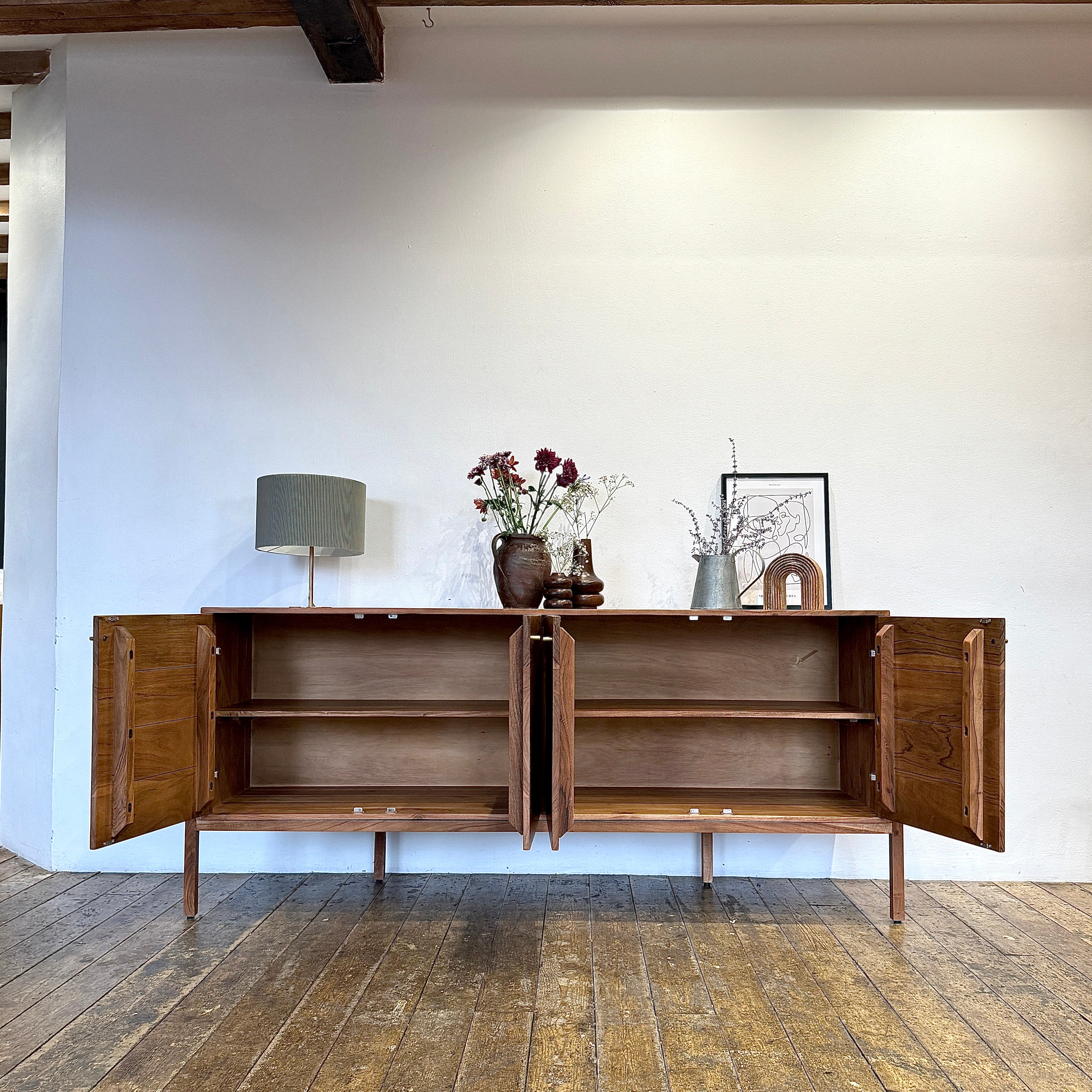 Lucca Solid Acacia Wood Large 4 Door Sideboard