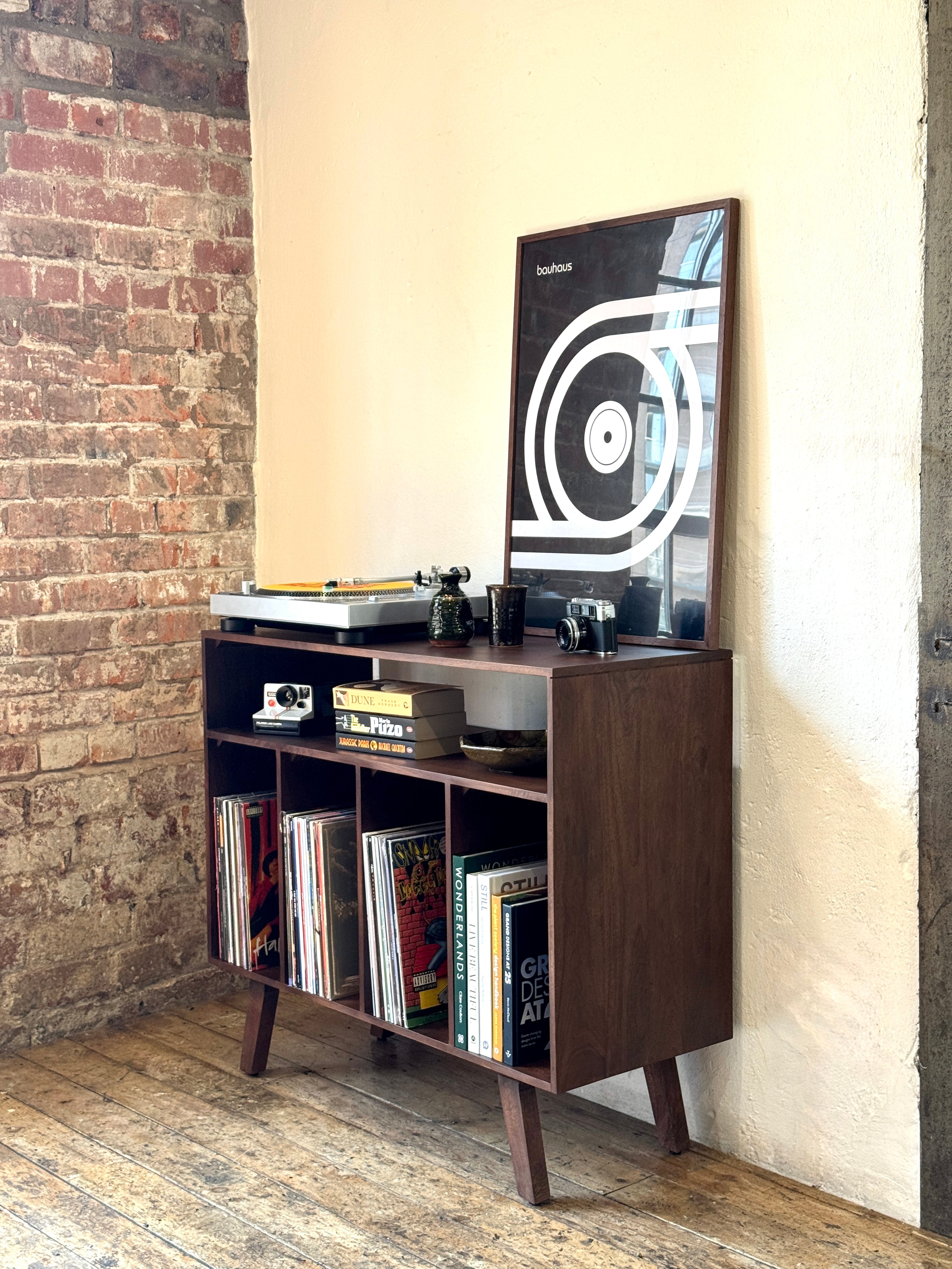 Wax Solid Mango Wood Vinyl Storage Medium Sideboard (100cm)