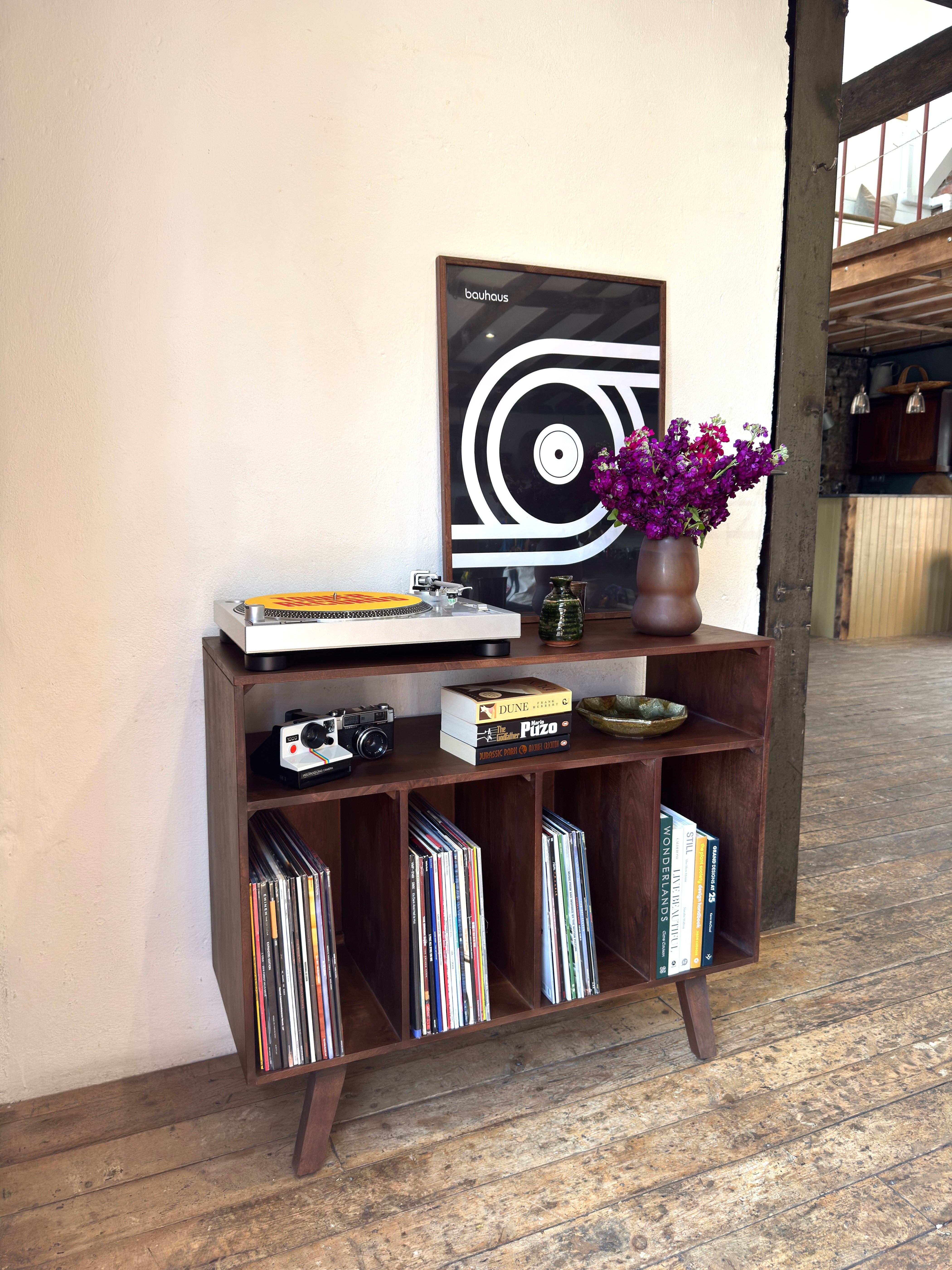 Wax Solid Mango Wood Vinyl Storage Medium Sideboard (100cm)