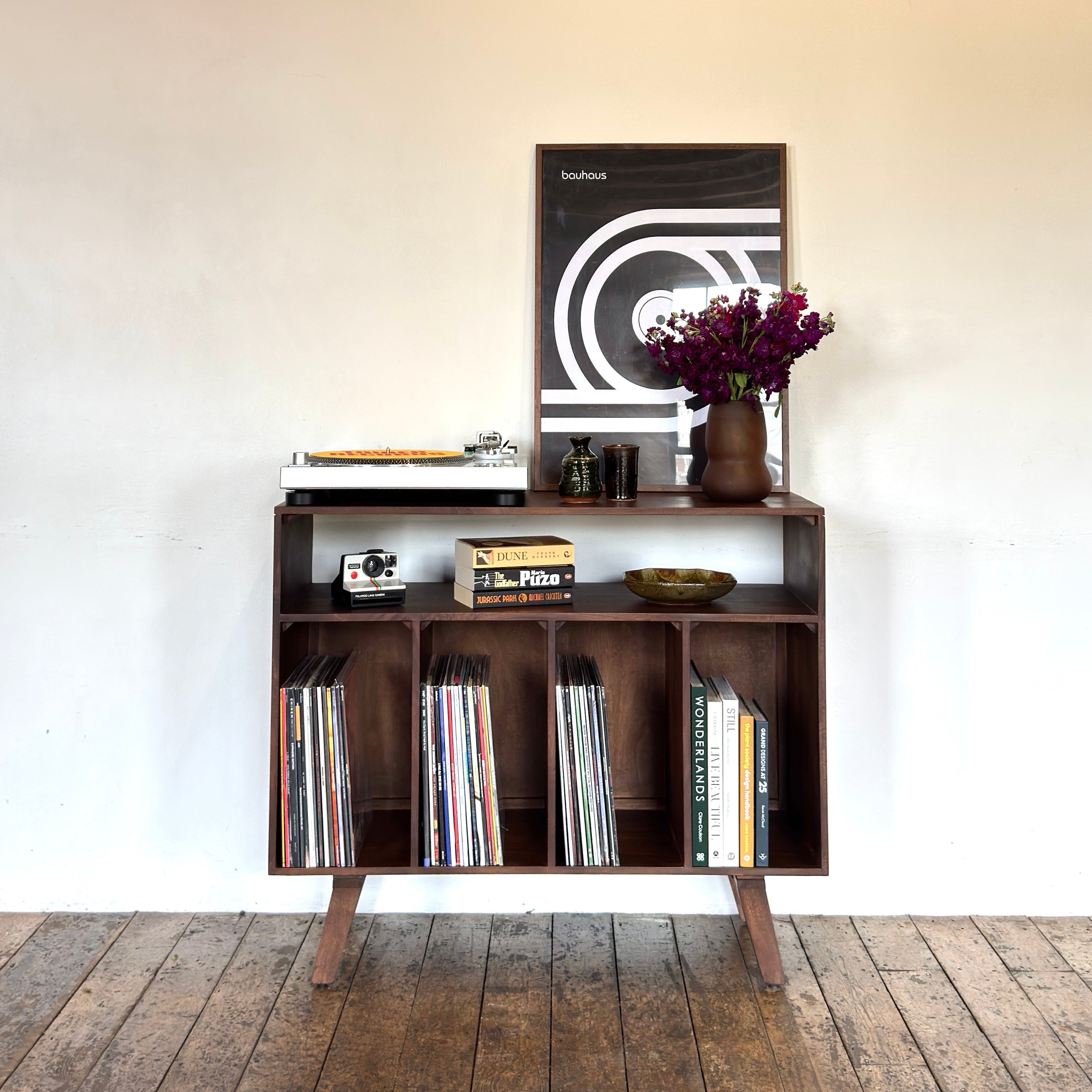 Wax Solid Mango Wood Vinyl Storage Medium Sideboard (100cm)