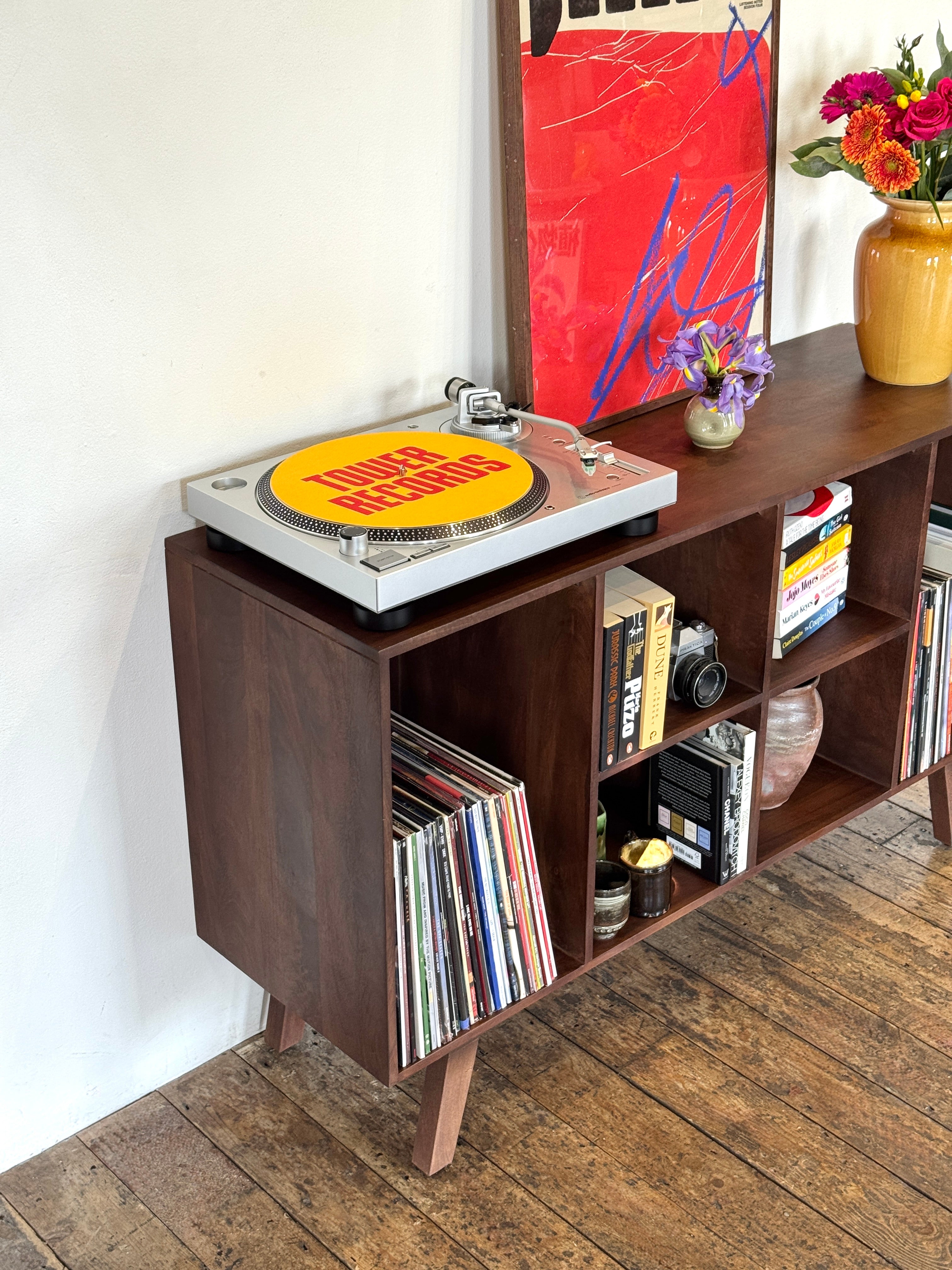 Wax Solid Mango Wood Vinyl Storage Large Sideboard (130cm)