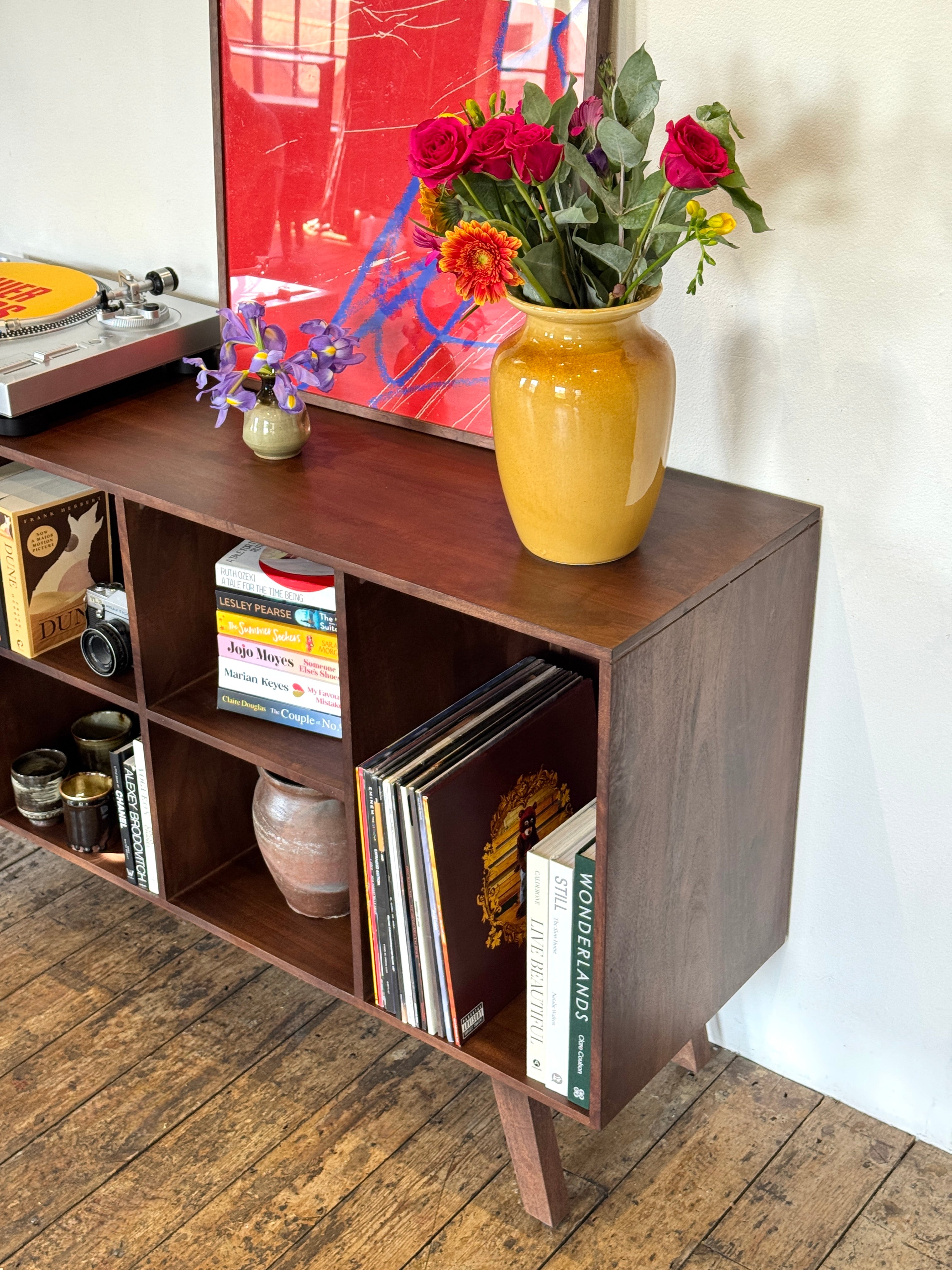 Wax Solid Mango Wood Vinyl Storage Large Sideboard (130cm)
