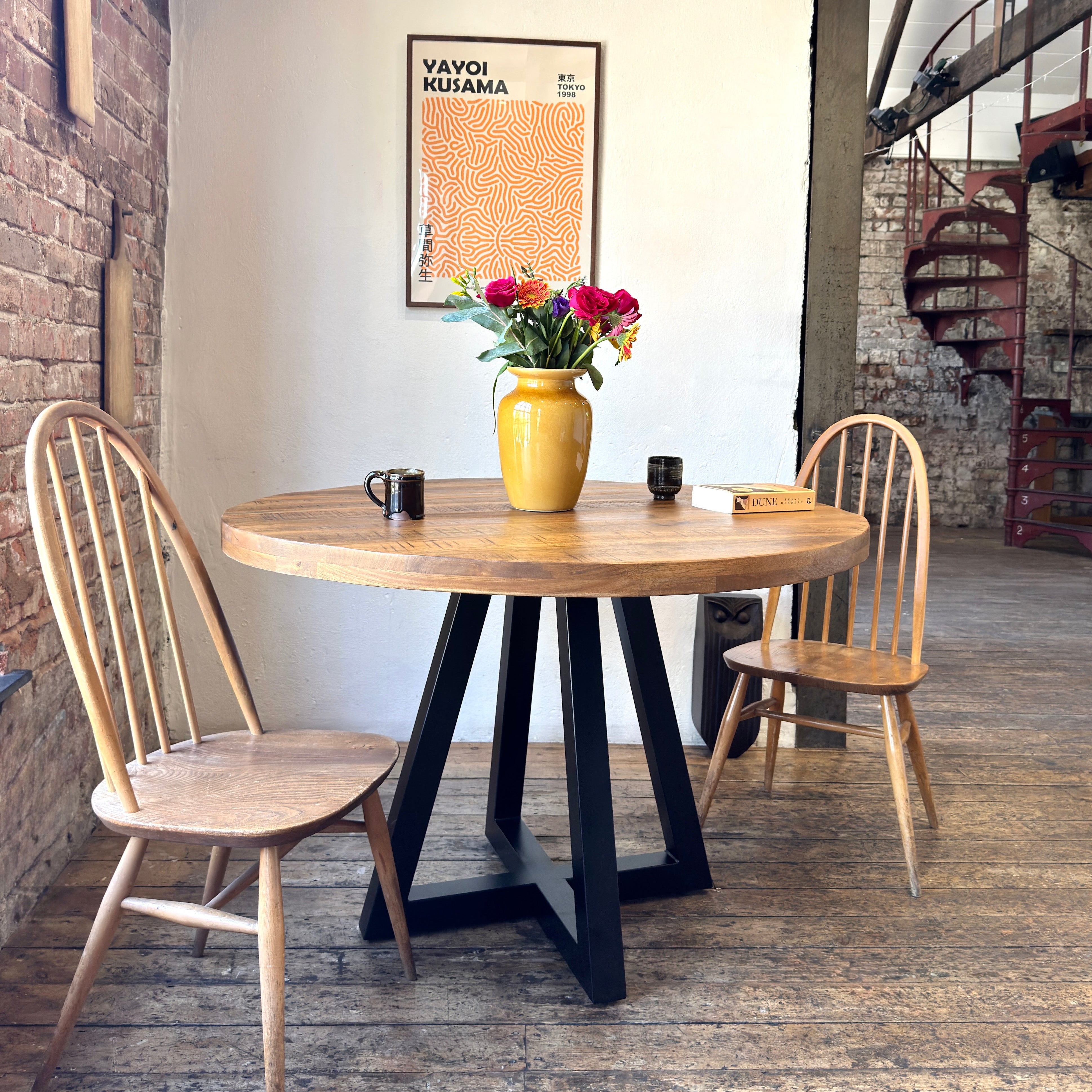 Ida Solid Mango Wood Industrial Dining Table in Walnut (3 Sizes)