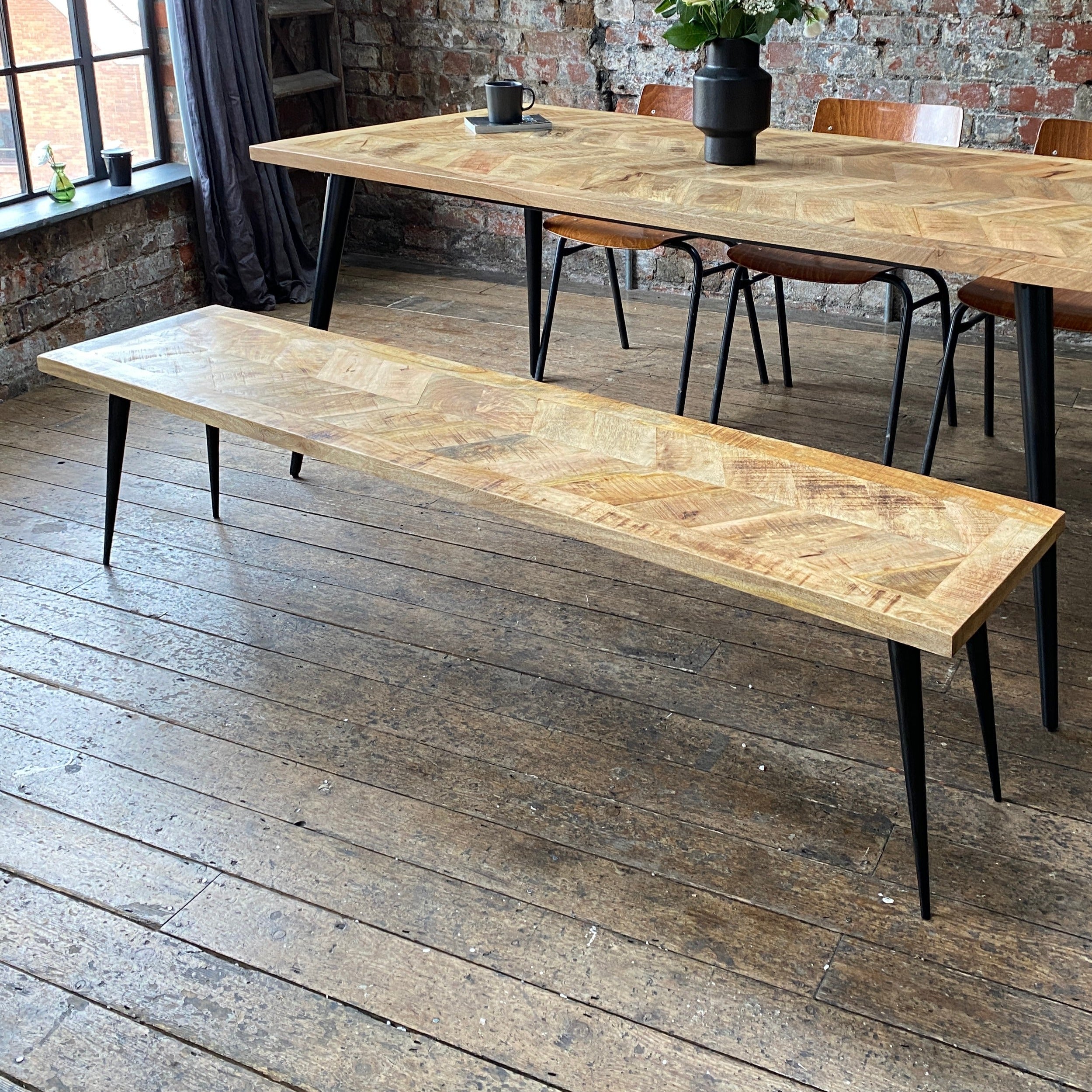 Leo Solid Mango Wood Dining Bench (3 Sizes)