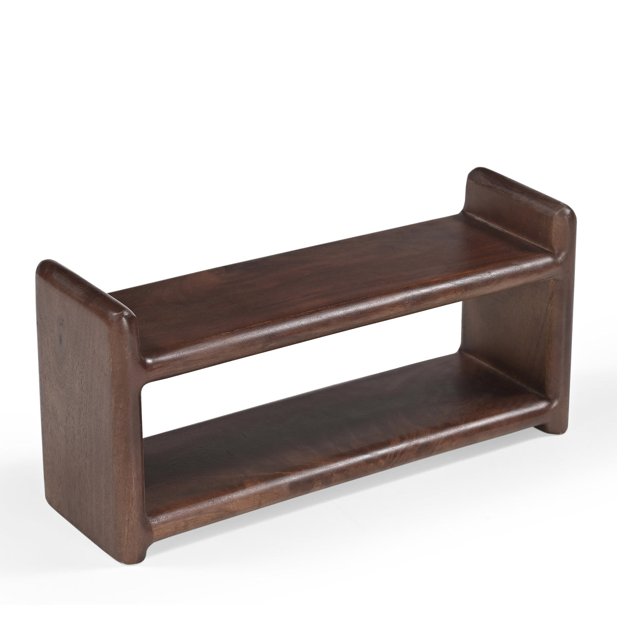 Wade Solid Mango Wood Freestanding 2-Tier Cup Shelf in Brown