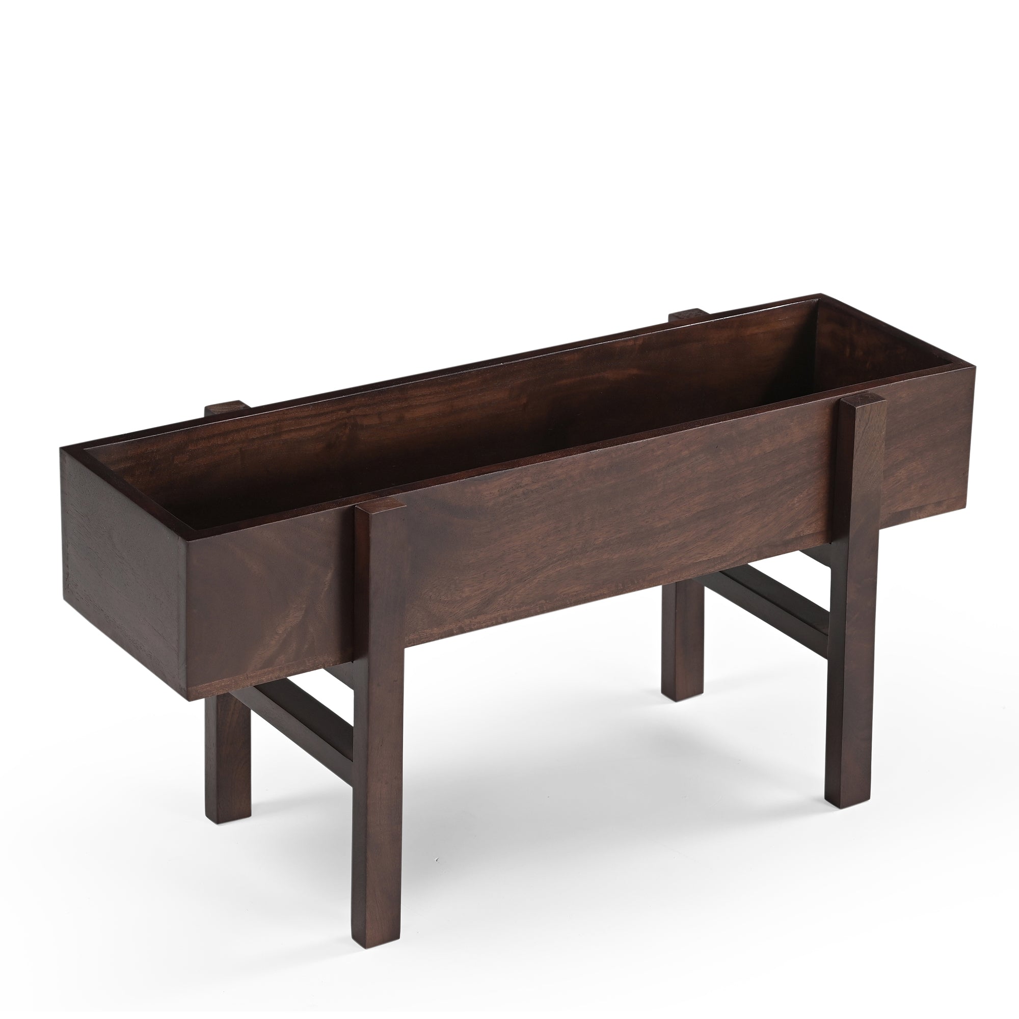 Nori Solid Mango Wood Planter in Brown