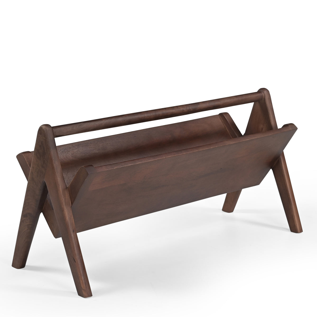 Pages Solid Mango Wood Book & Magazine Rack in Walnut