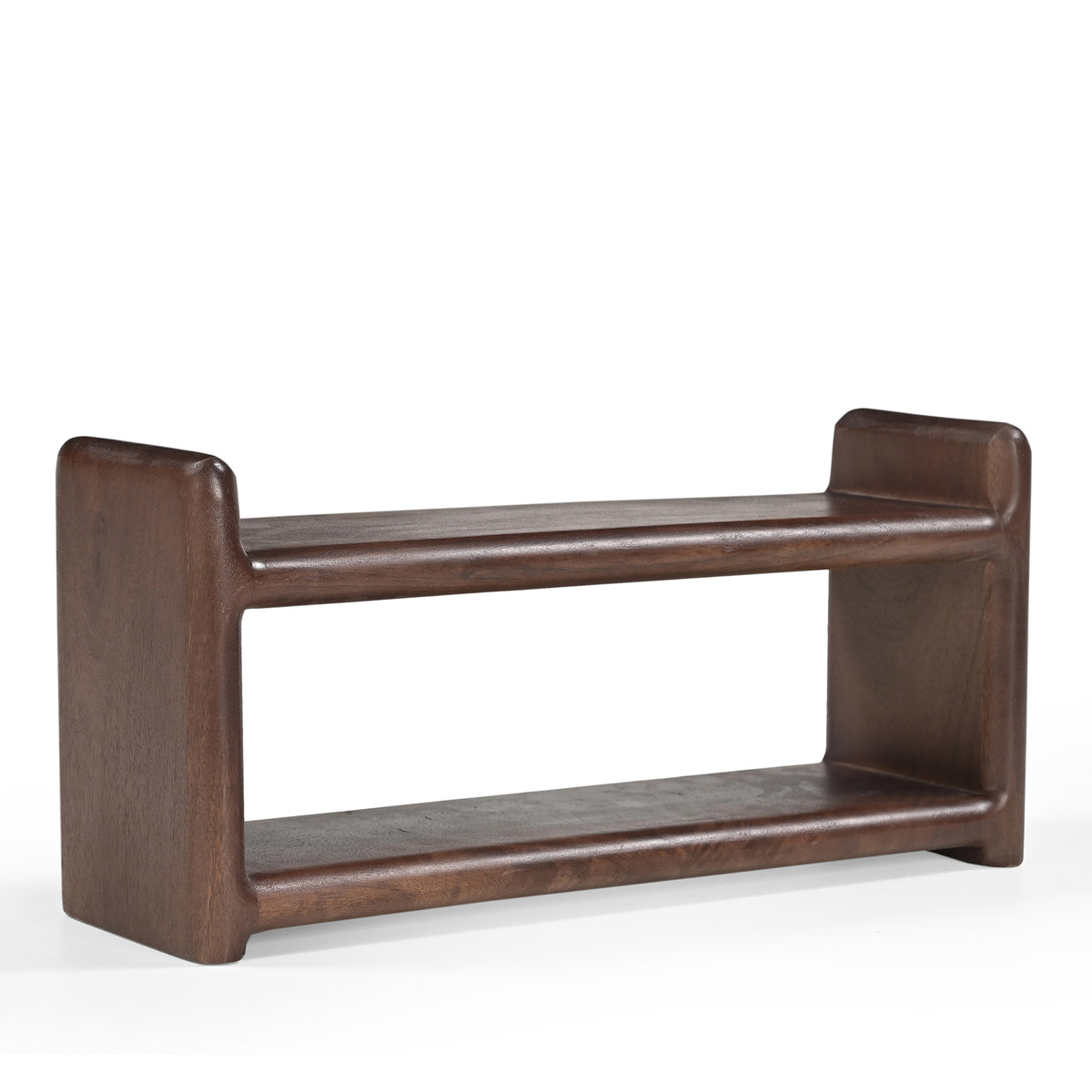 Wade Solid Mango Wood Freestanding 2-Tier Cup Shelf in Brown
