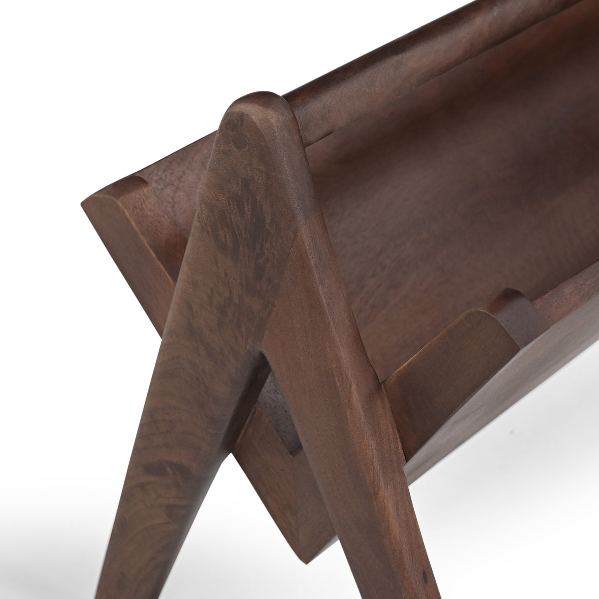 Pages Solid Mango Wood Book & Magazine Rack in Walnut