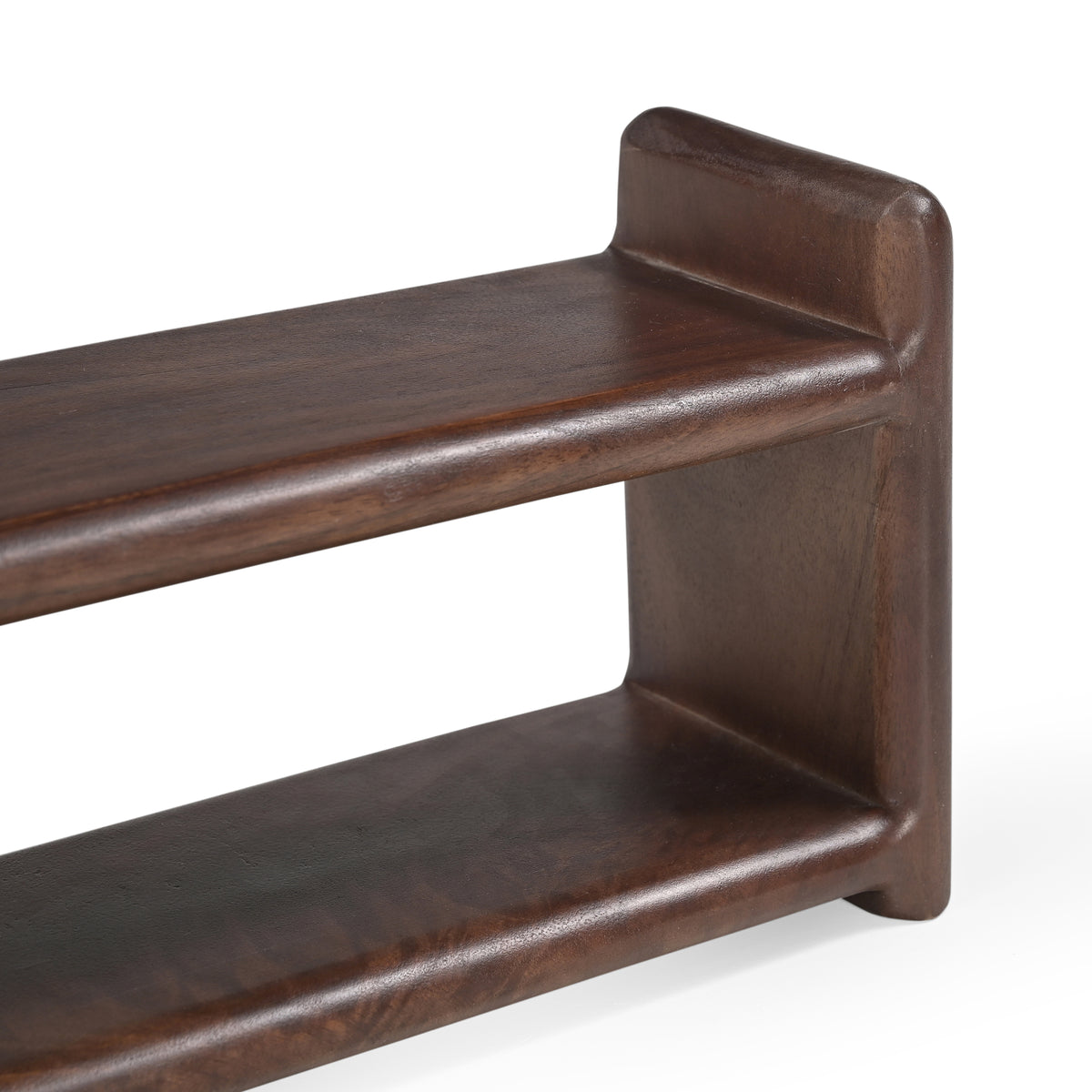 Wade Solid Mango Wood Freestanding 2-Tier Cup Shelf in Brown