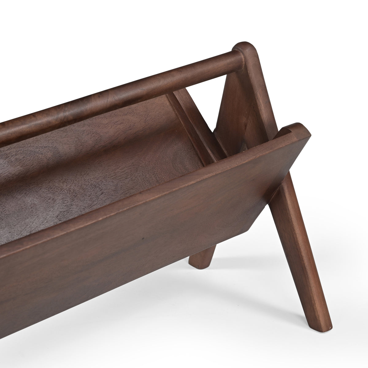 Pages Solid Mango Wood Book & Magazine Rack in Walnut