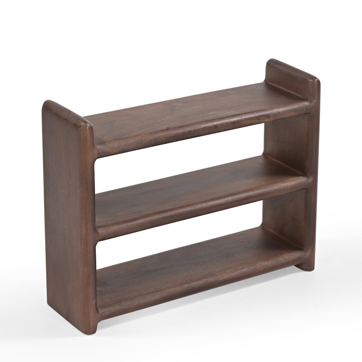 Wade Solid Mango Wood Freestanding 3-Tier Cup Shelf in Brown