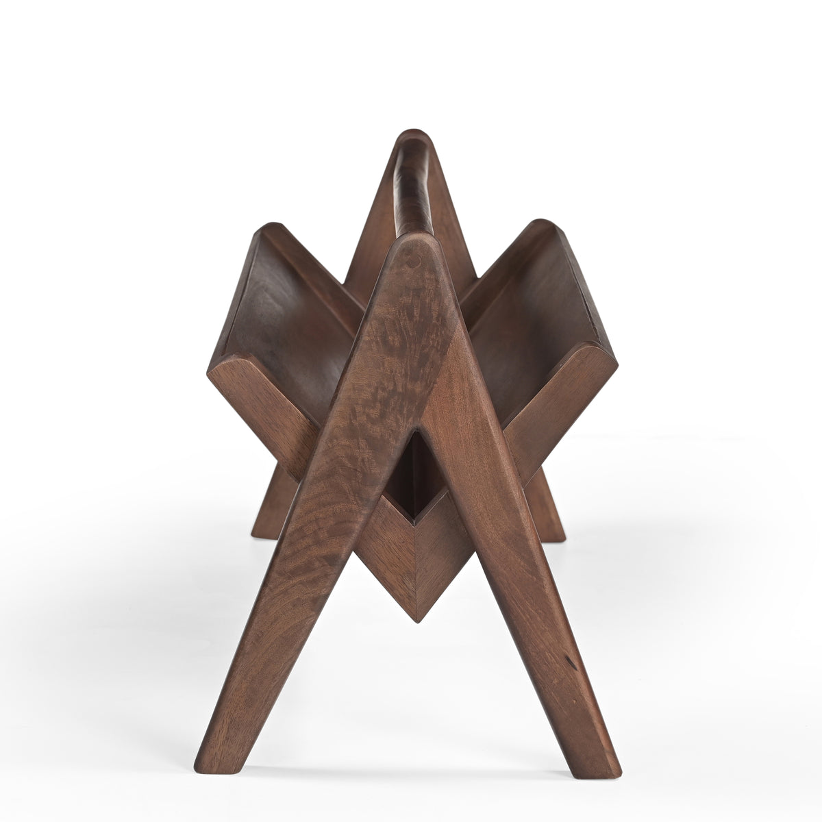 Pages Solid Mango Wood Book & Magazine Rack in Walnut