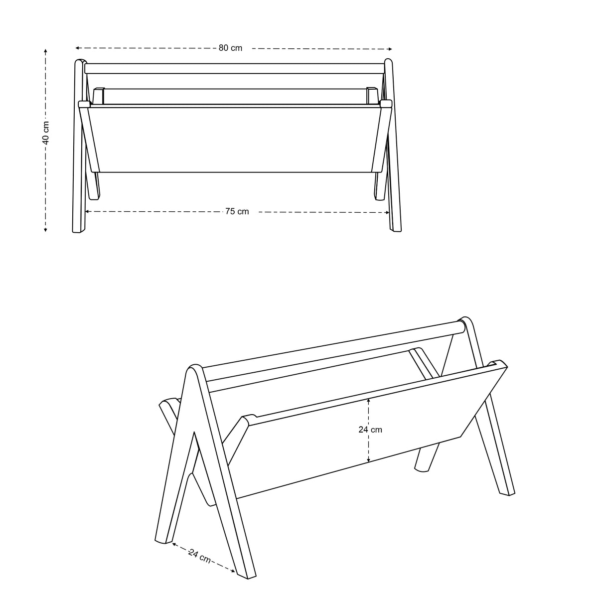 Pages Solid Mango Wood Book & Magazine Rack in Walnut