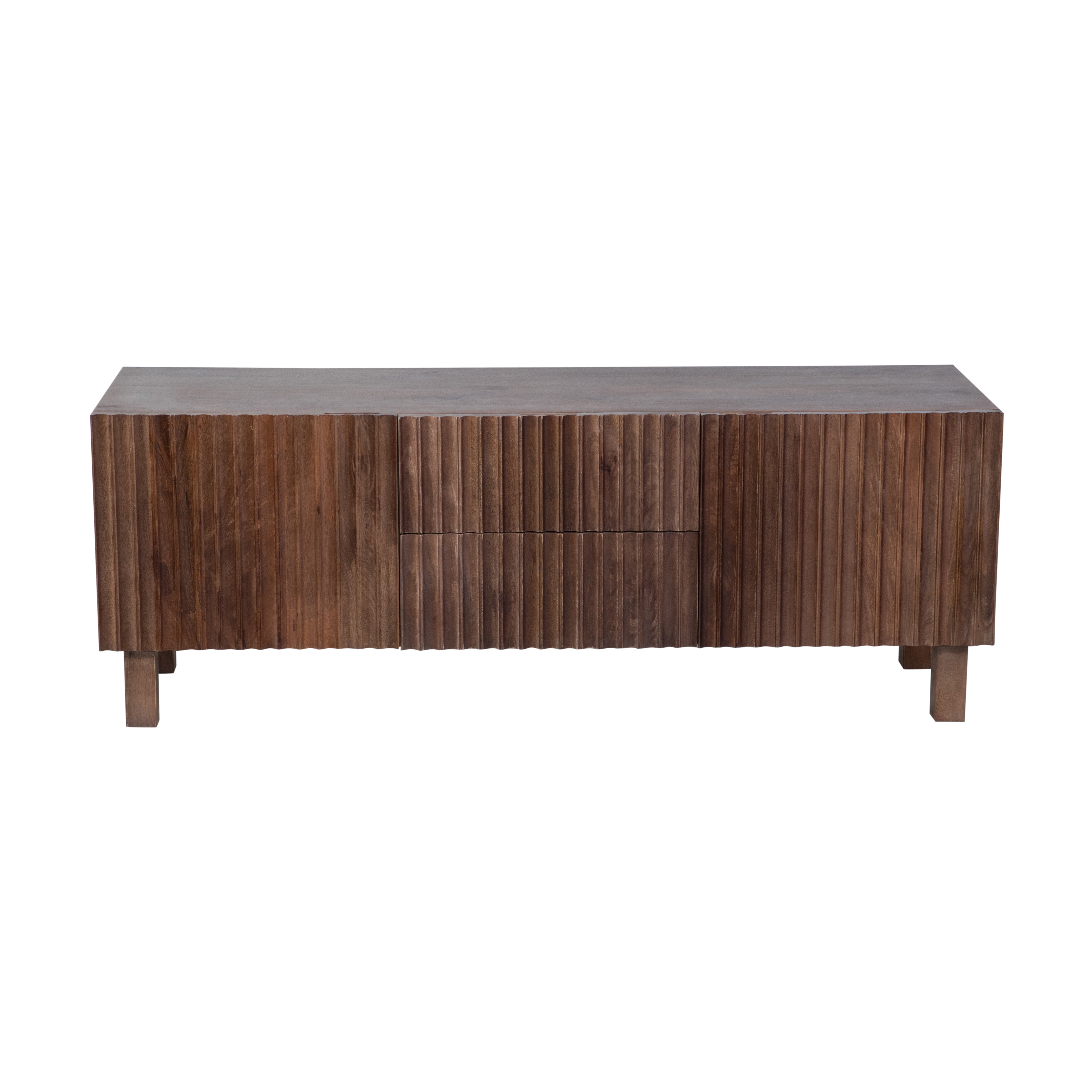 Arlo Solid Mango Wood 2 Door 2 Drawer TV Unit in Walnut