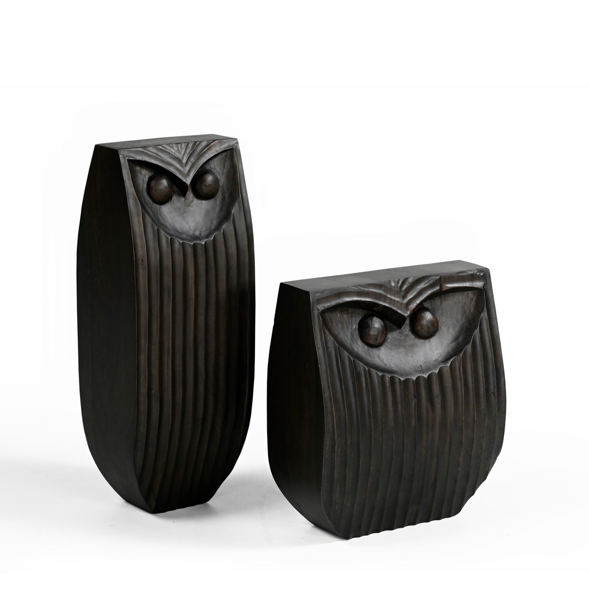 Eldric Hand Carved Owls in Ebony Brown (3 Sizes)